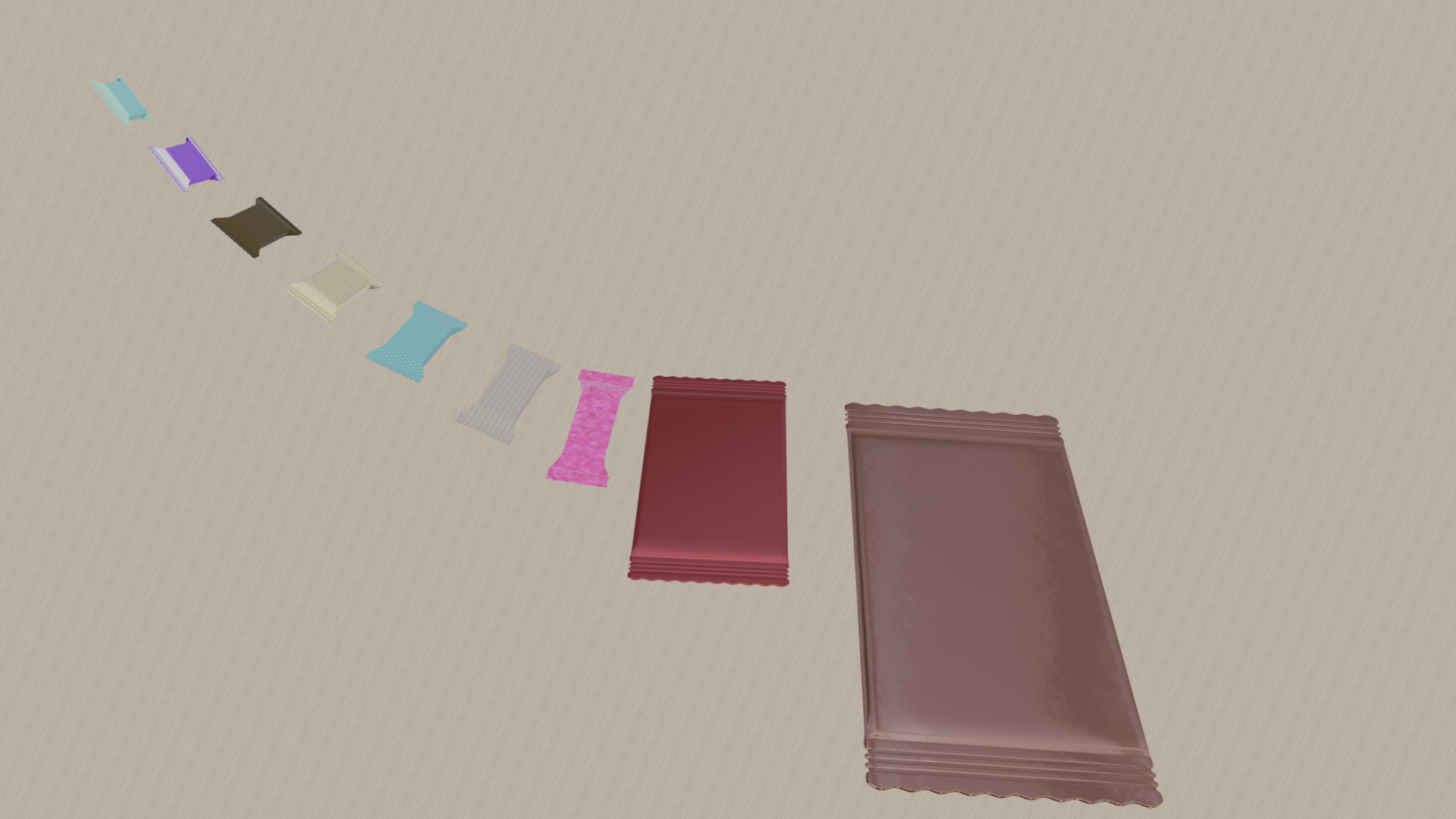 Assorted Candy Wrappers 3D M odel Low-poly 3D model_4