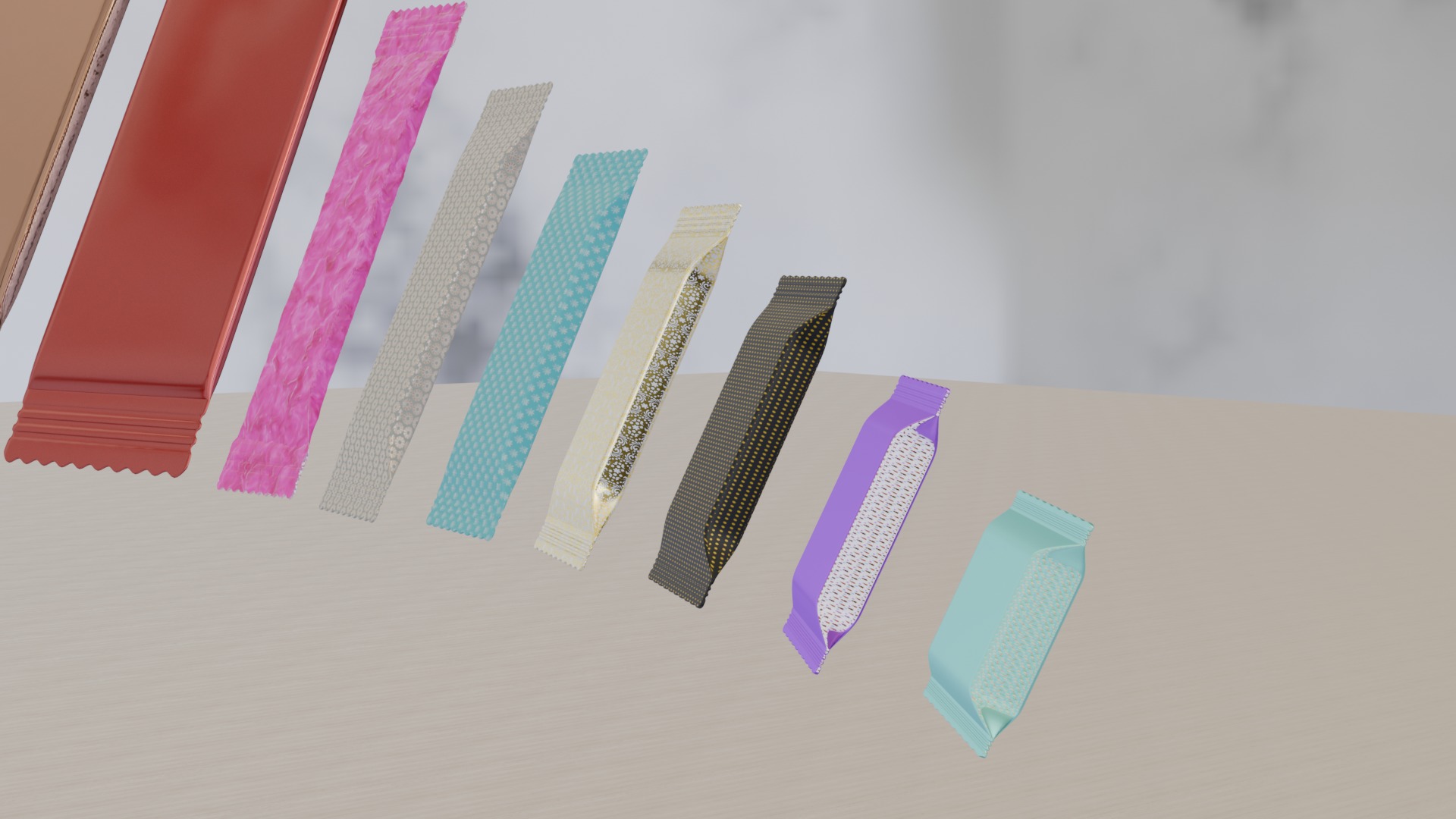 Assorted Candy Wrappers 3D M odel Low-poly 3D model_2