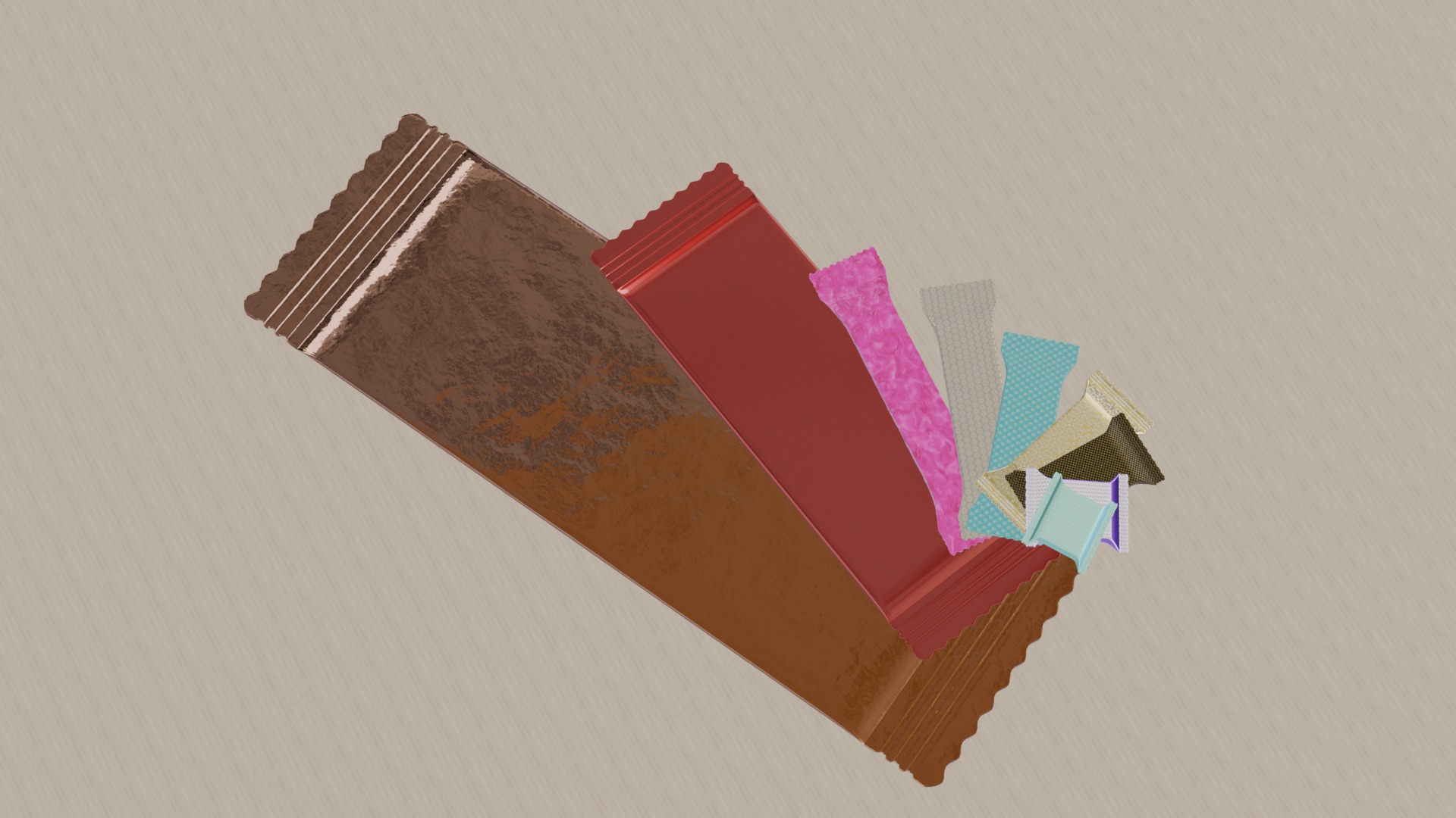 Assorted Candy Wrappers 3D M odel Low-poly 3D model_7