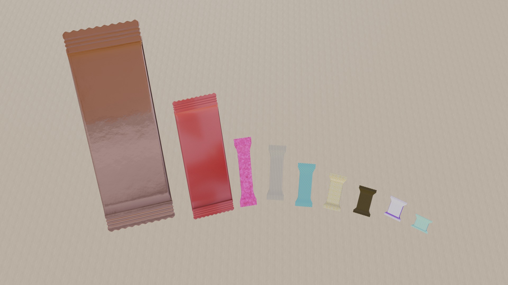 Assorted Candy Wrappers 3D M odel Low-poly 3D model_1