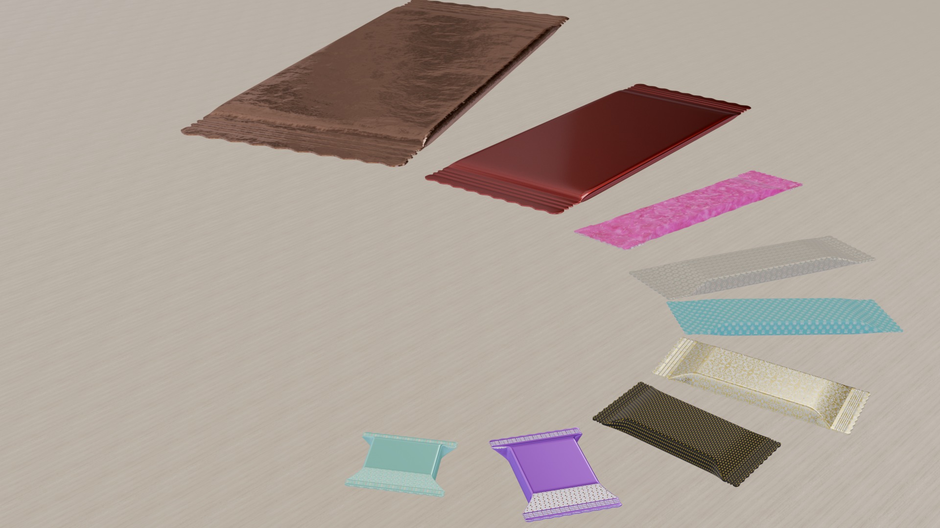 Assorted Candy Wrappers 3D M odel Low-poly 3D model_6