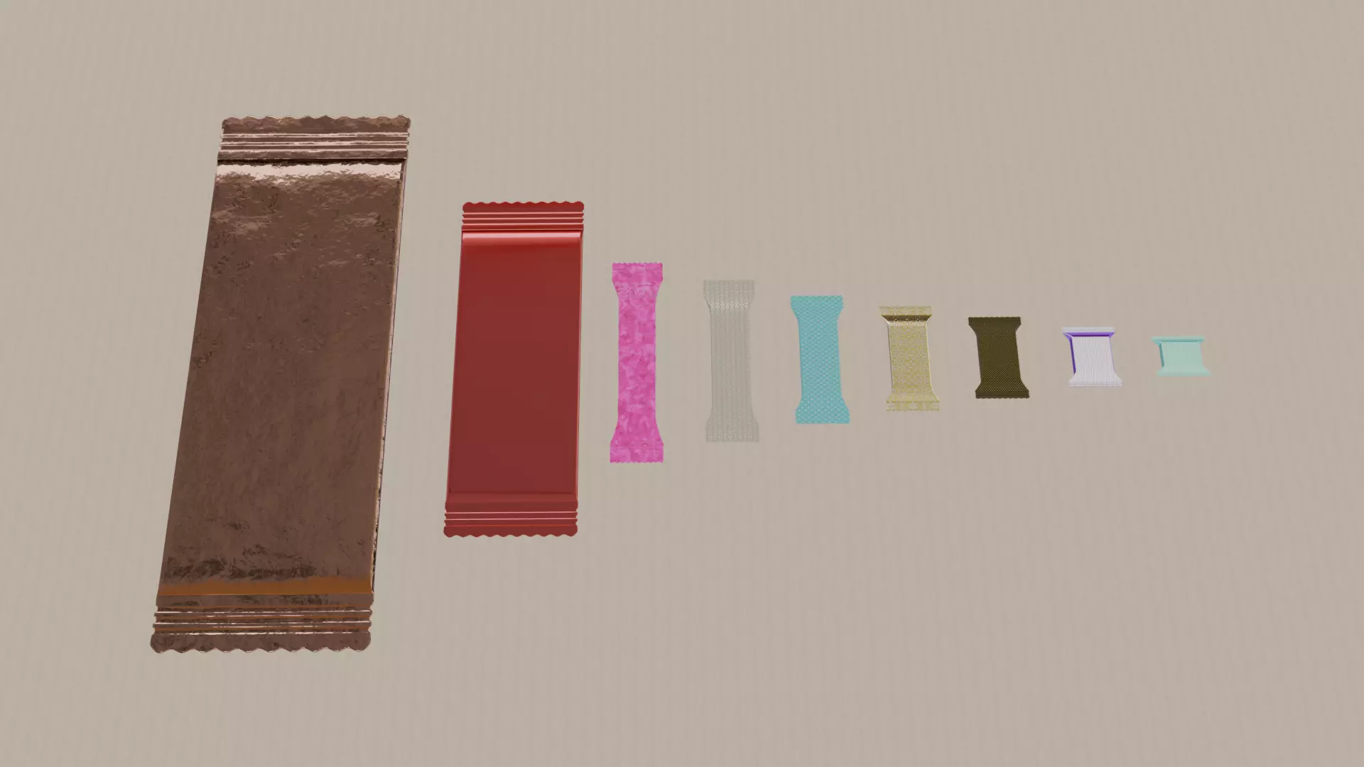 Assorted Candy Wrappers 3D M odel Low-poly 3D model_0