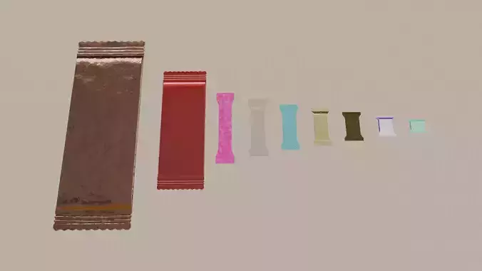 Assorted Candy Wrappers 3D M odel