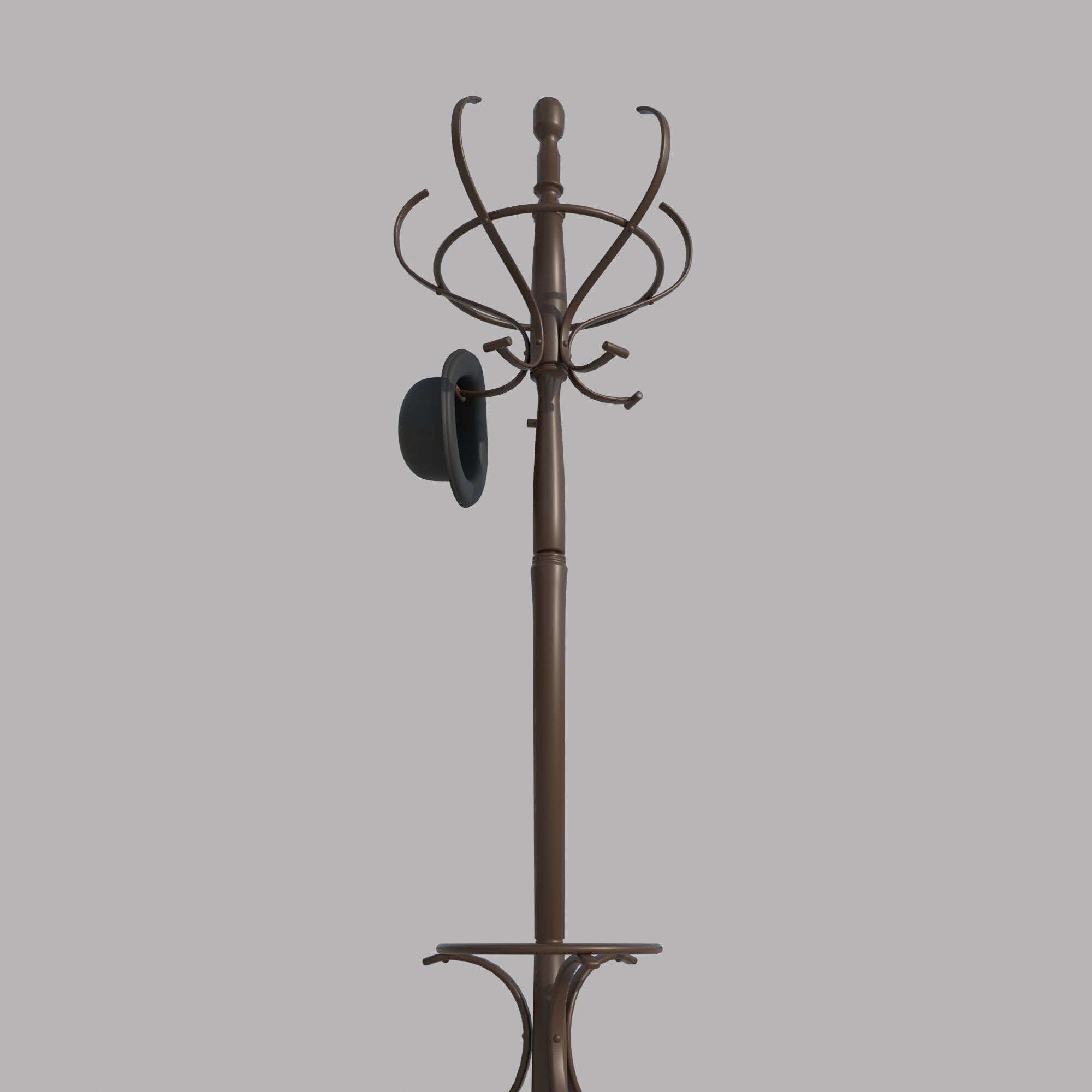 Coat Rack Bowler Hat 3D model_4