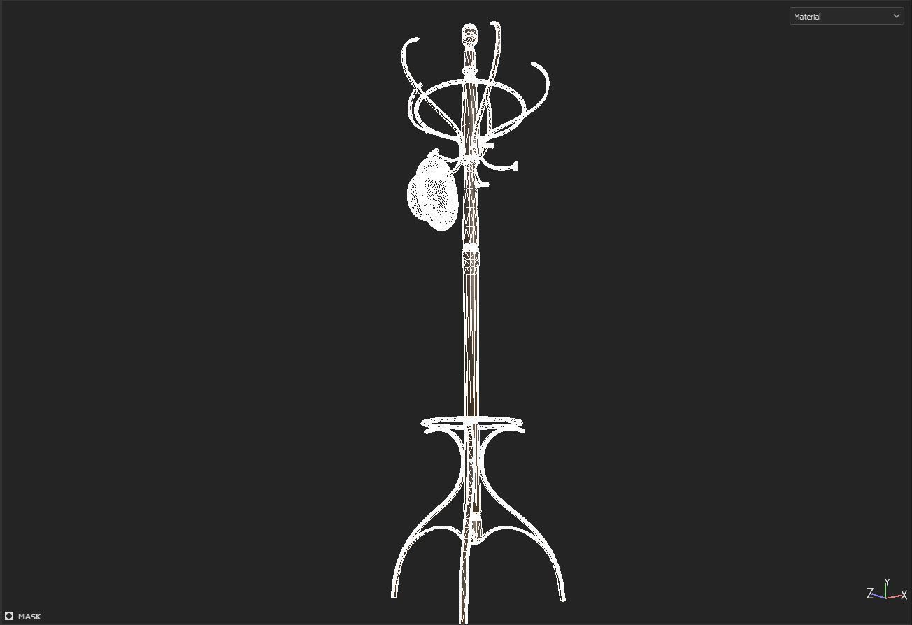 Coat Rack Bowler Hat 3D model_7