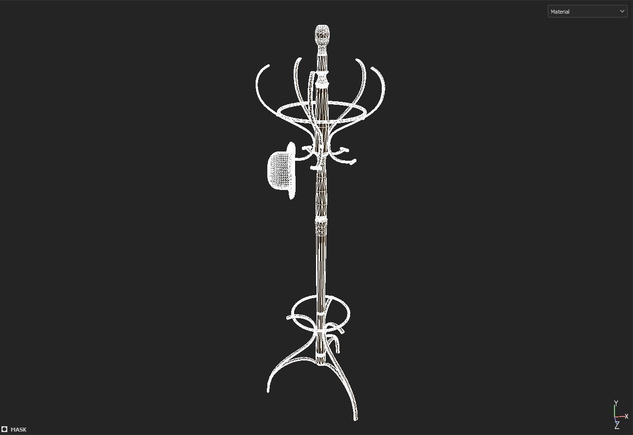 Coat Rack Bowler Hat 3D model_5