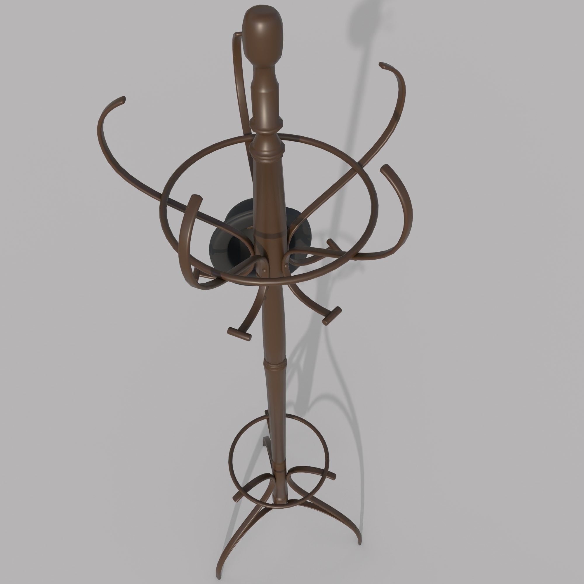Coat Rack Bowler Hat 3D model_3