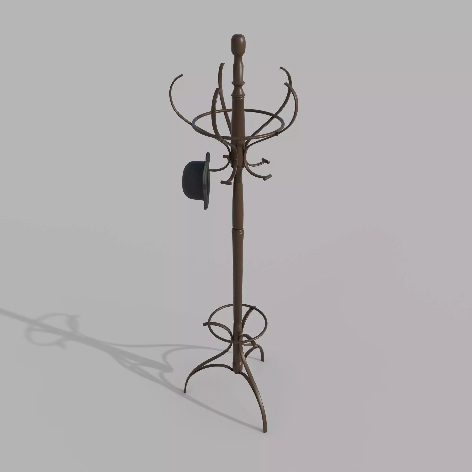 Coat Rack Bowler Hat 3D model_0