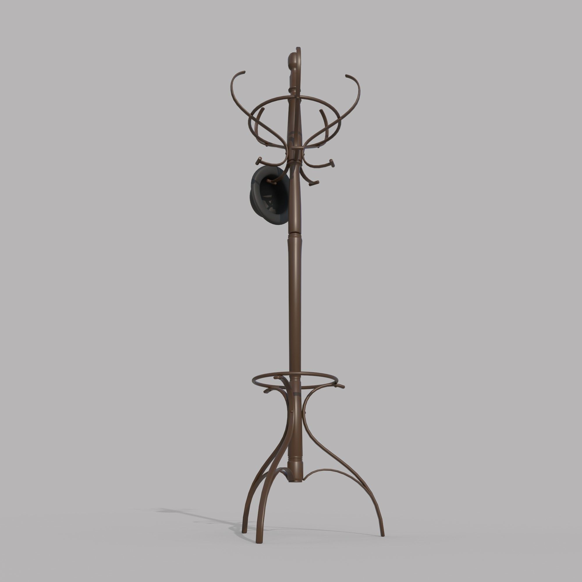 Coat Rack Bowler Hat 3D model_2