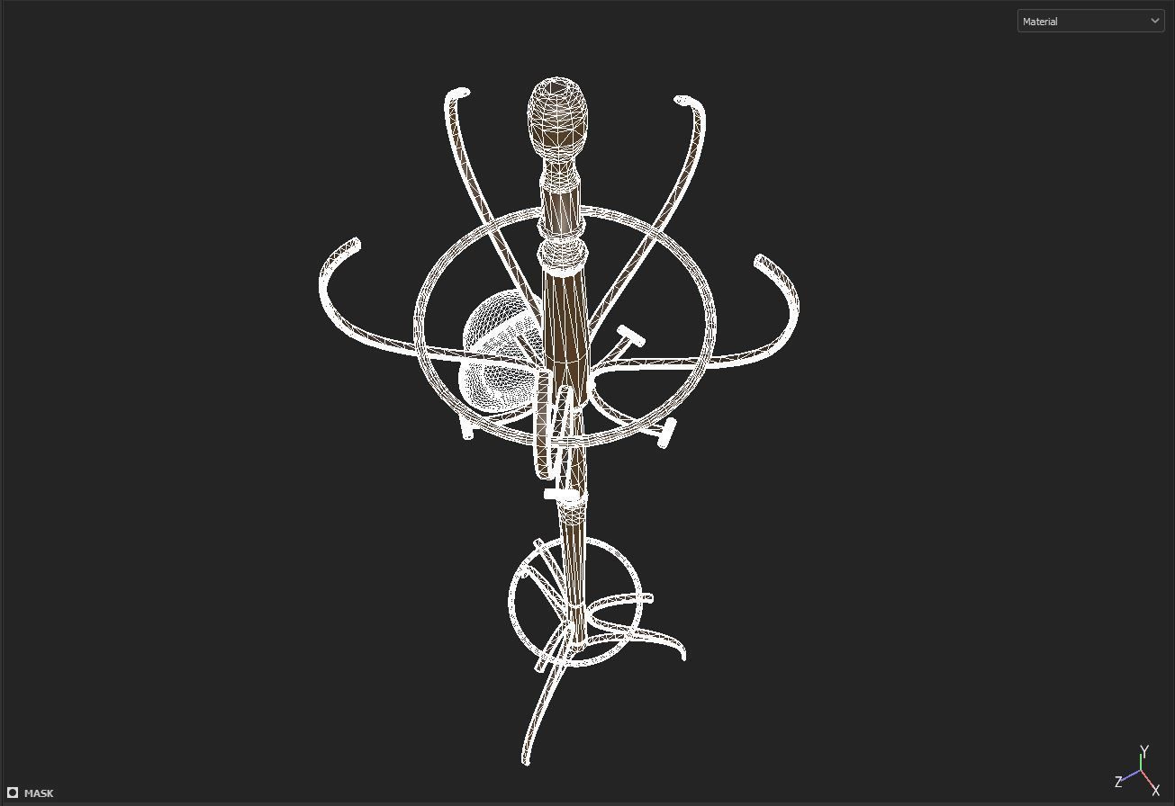 Coat Rack Bowler Hat 3D model_6