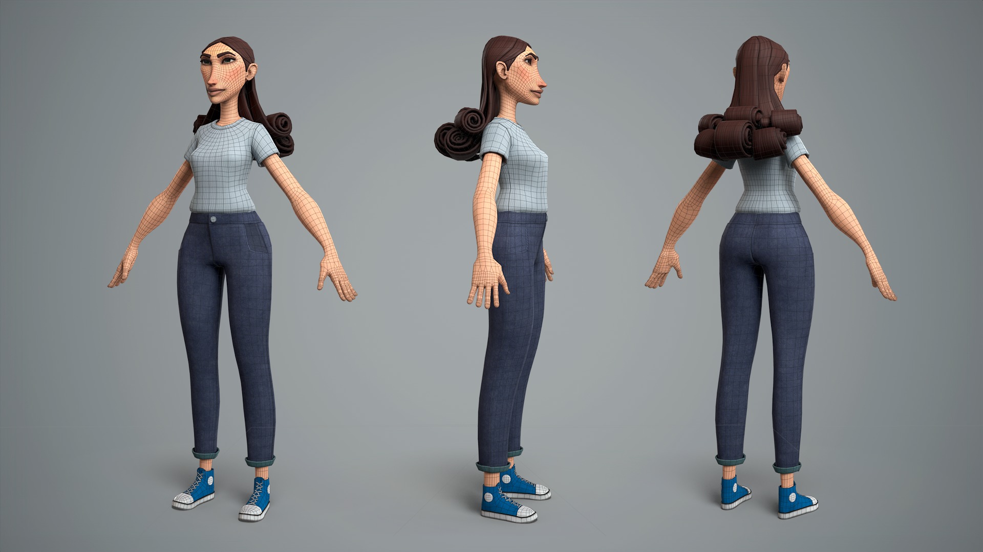 Cartoon female character Livia base mesh Low-poly 3D model_3