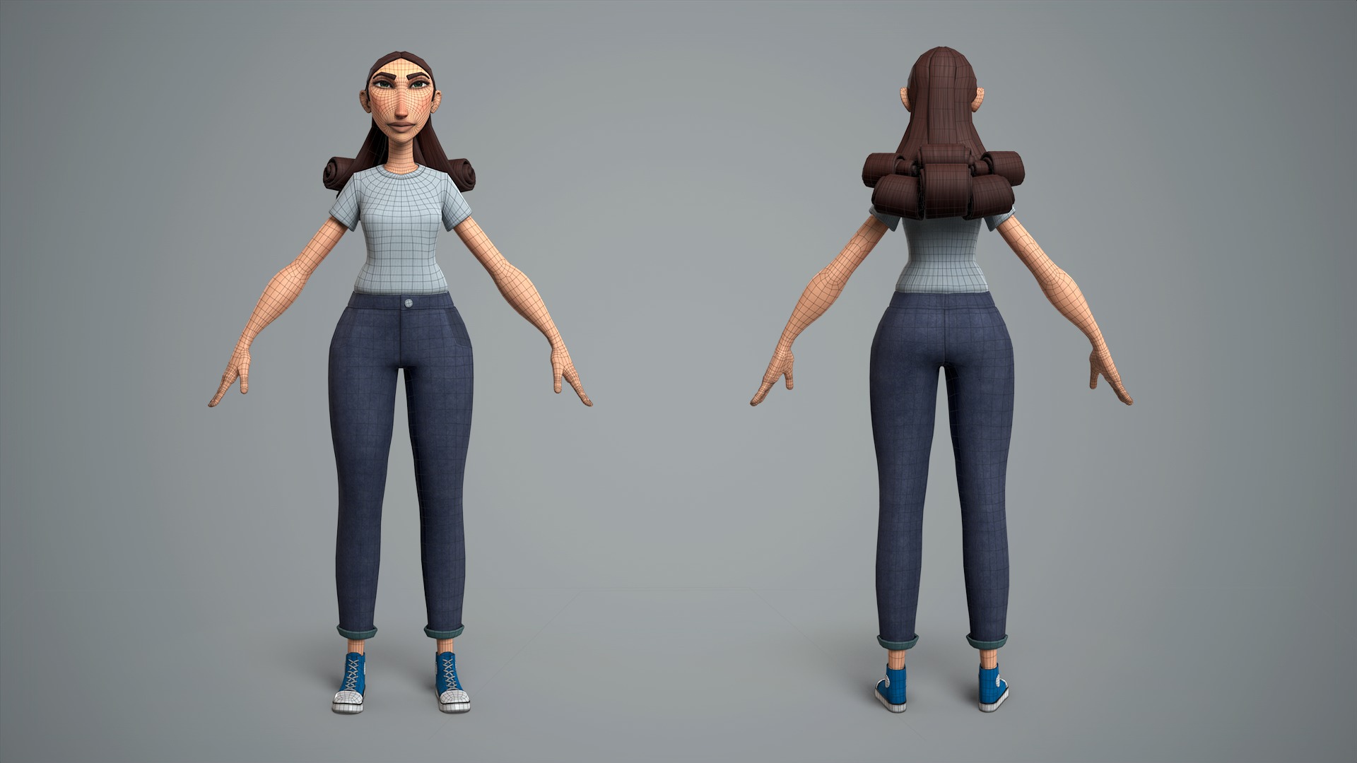 Cartoon female character Livia base mesh Low-poly 3D model_5