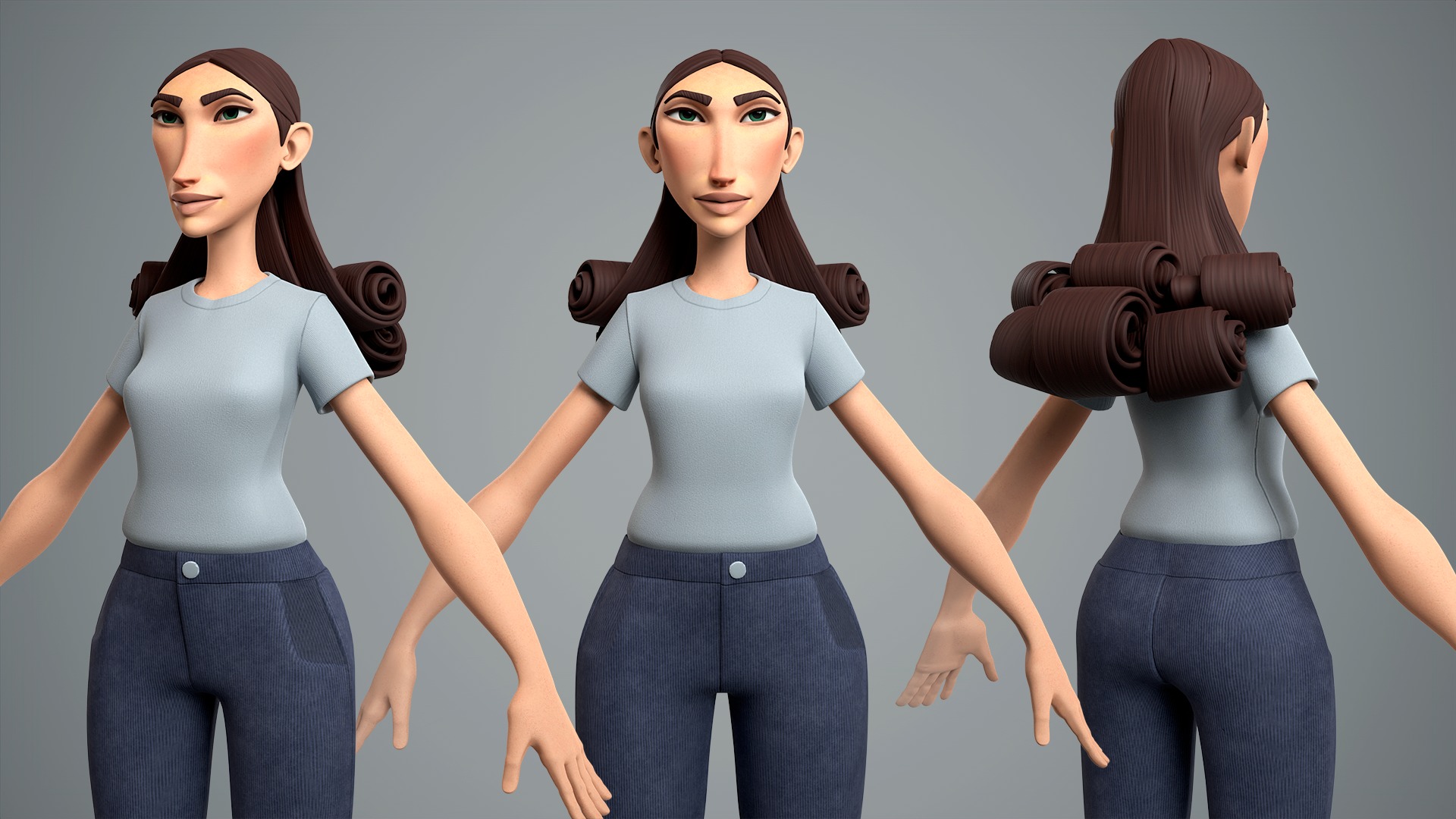 Cartoon female character Livia base mesh Low-poly 3D model_8