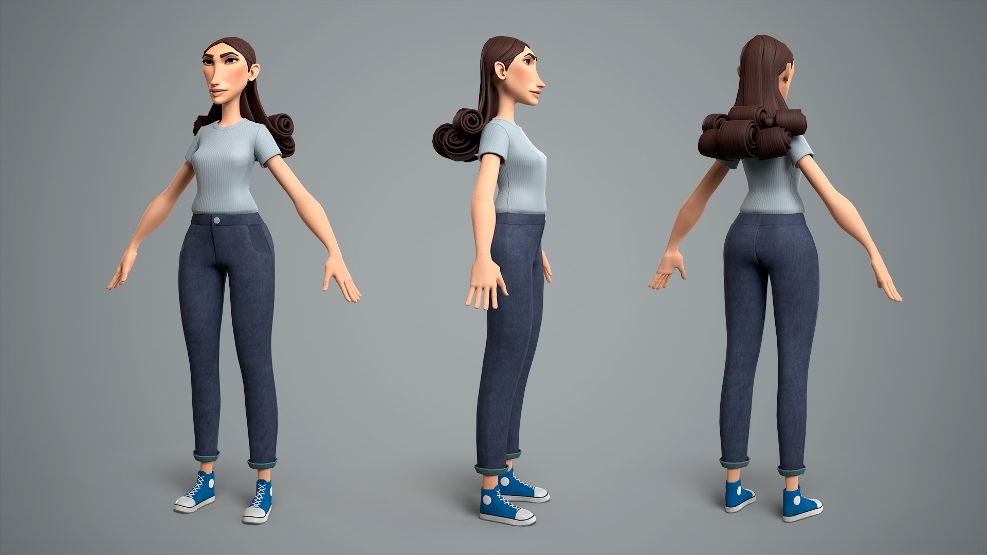 Cartoon female character Livia base mesh Low-poly 3D model_2