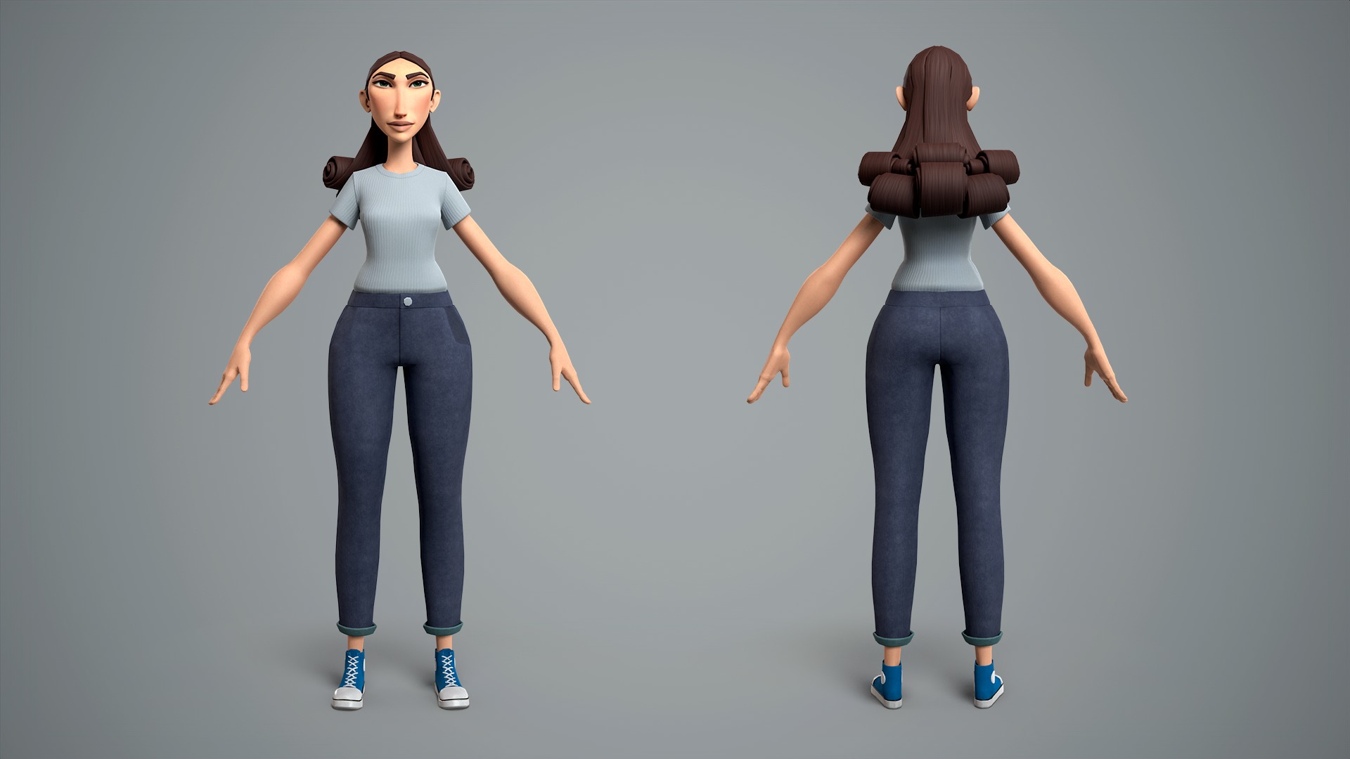 Cartoon female character Livia base mesh Low-poly 3D model_4