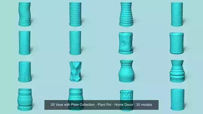 20 Vase with Plate Collection - Plant Pot - Home Decor