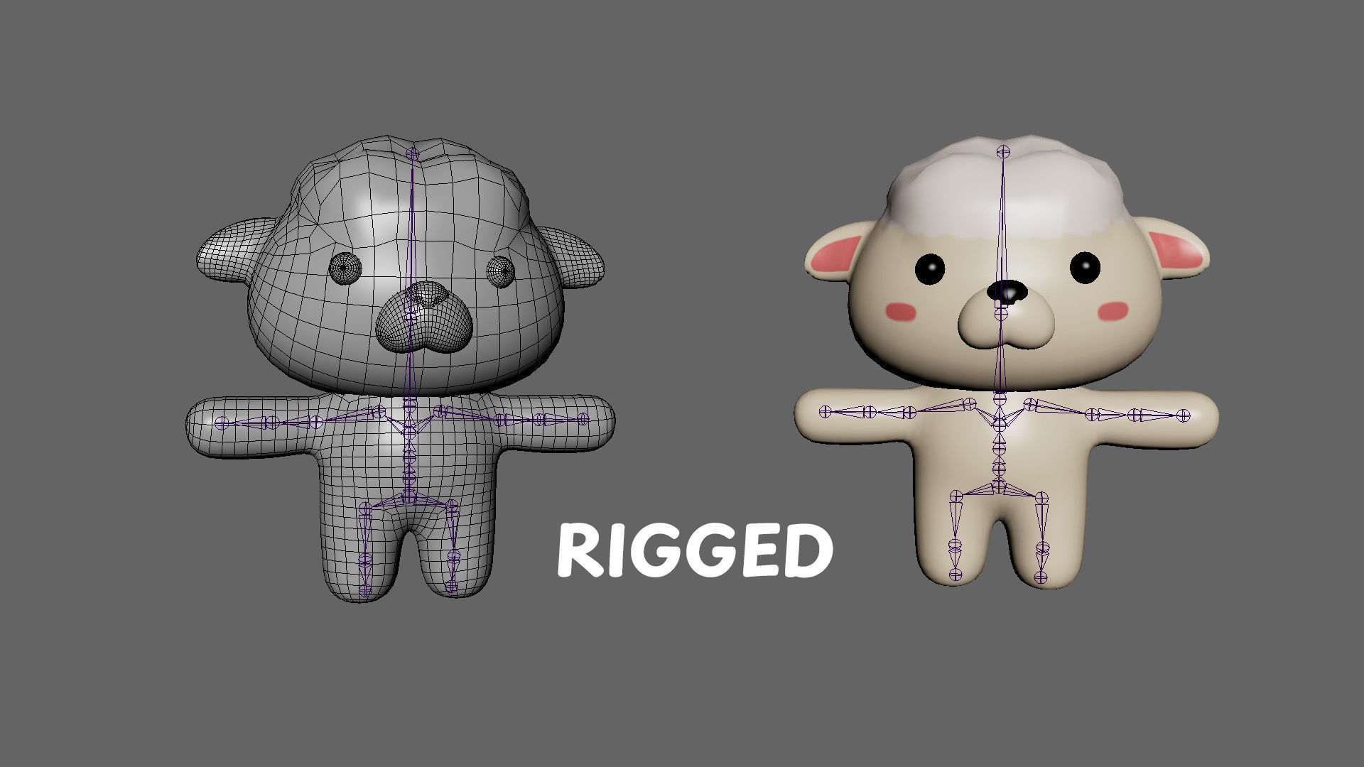 Chubby Sheep Animated for Games Low-poly 3D model_2