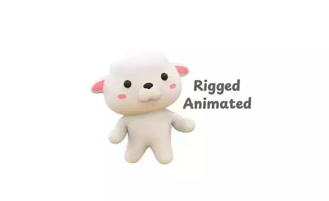 Chubby Sheep Animated for Games Low-poly 3D model