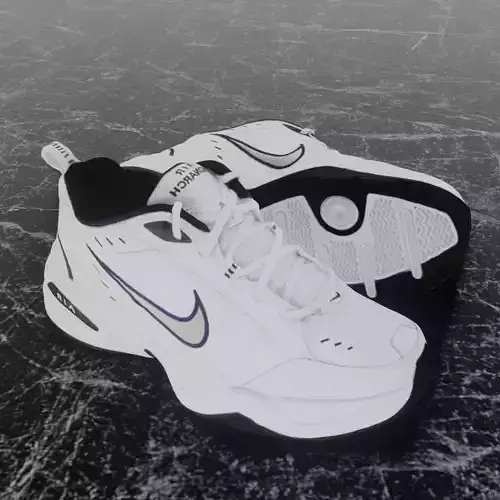 NIKE AIR MONARCH 4 WHITE NAVY 3D SHOES Low-poly 3D model