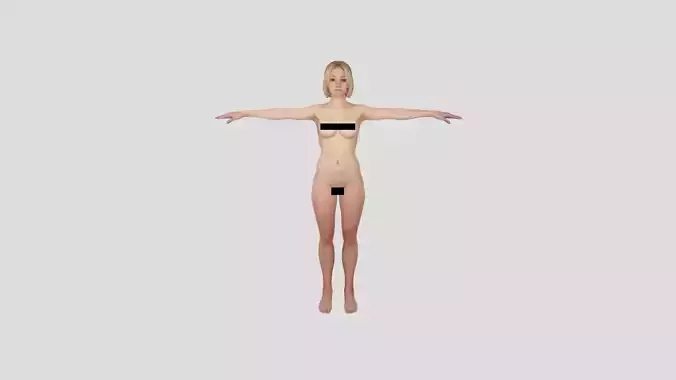 Rigged Animated Blonde Teen 19-year-old female Character Breast