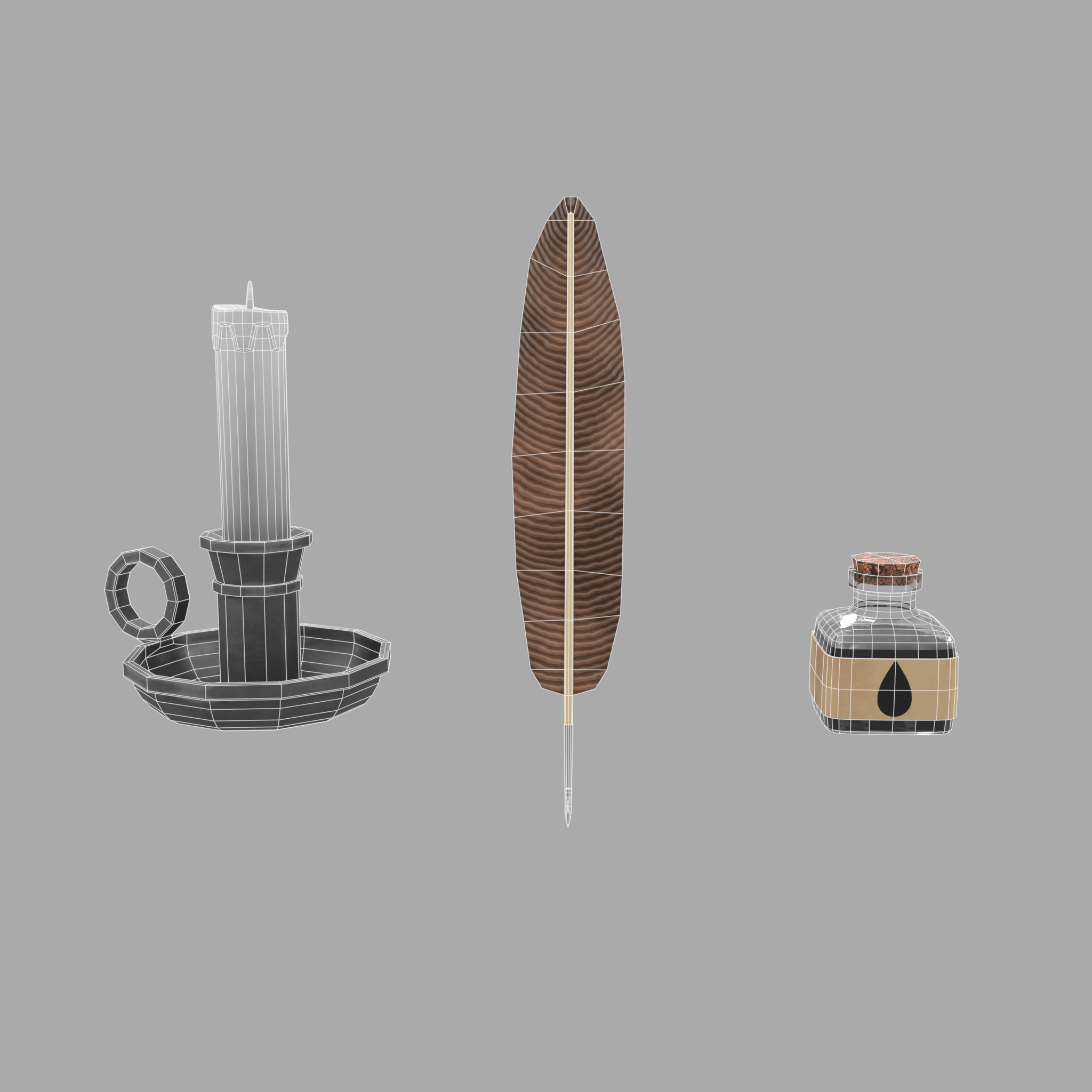 Medieval Alchemist Set Free low-poly 3D model_35