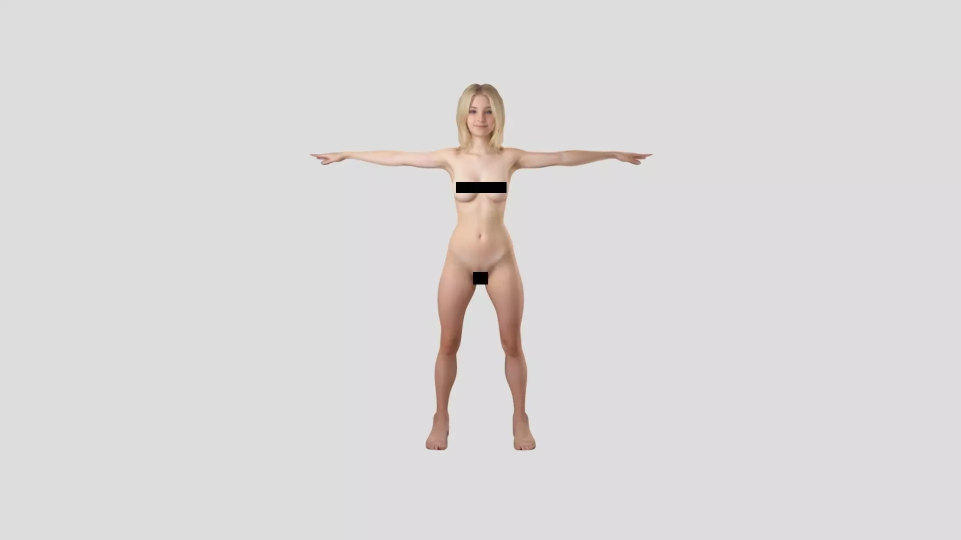 Rigged Animated Blonde Teen 19-year-old female Character Breast Low-poly 3D model_0