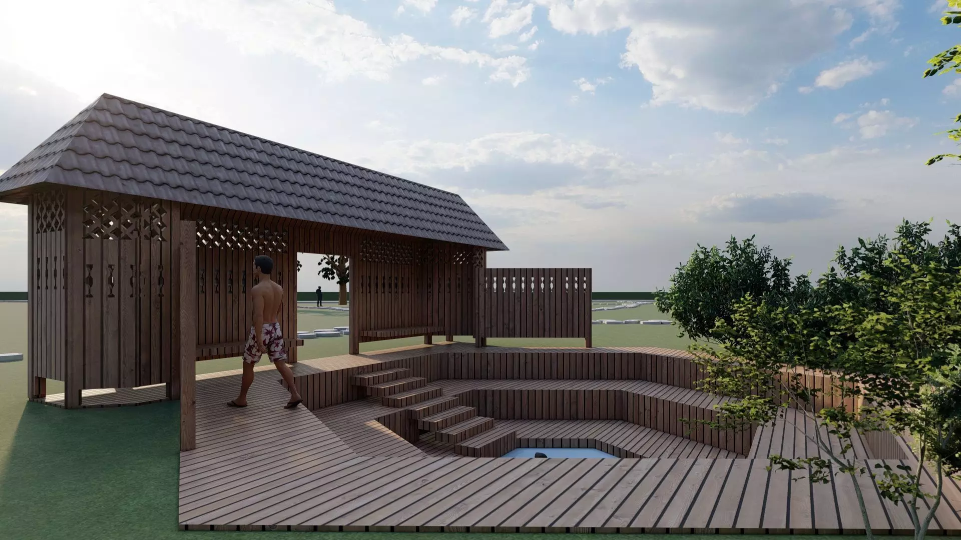 Landscape architecture  Low-poly 3D model_0