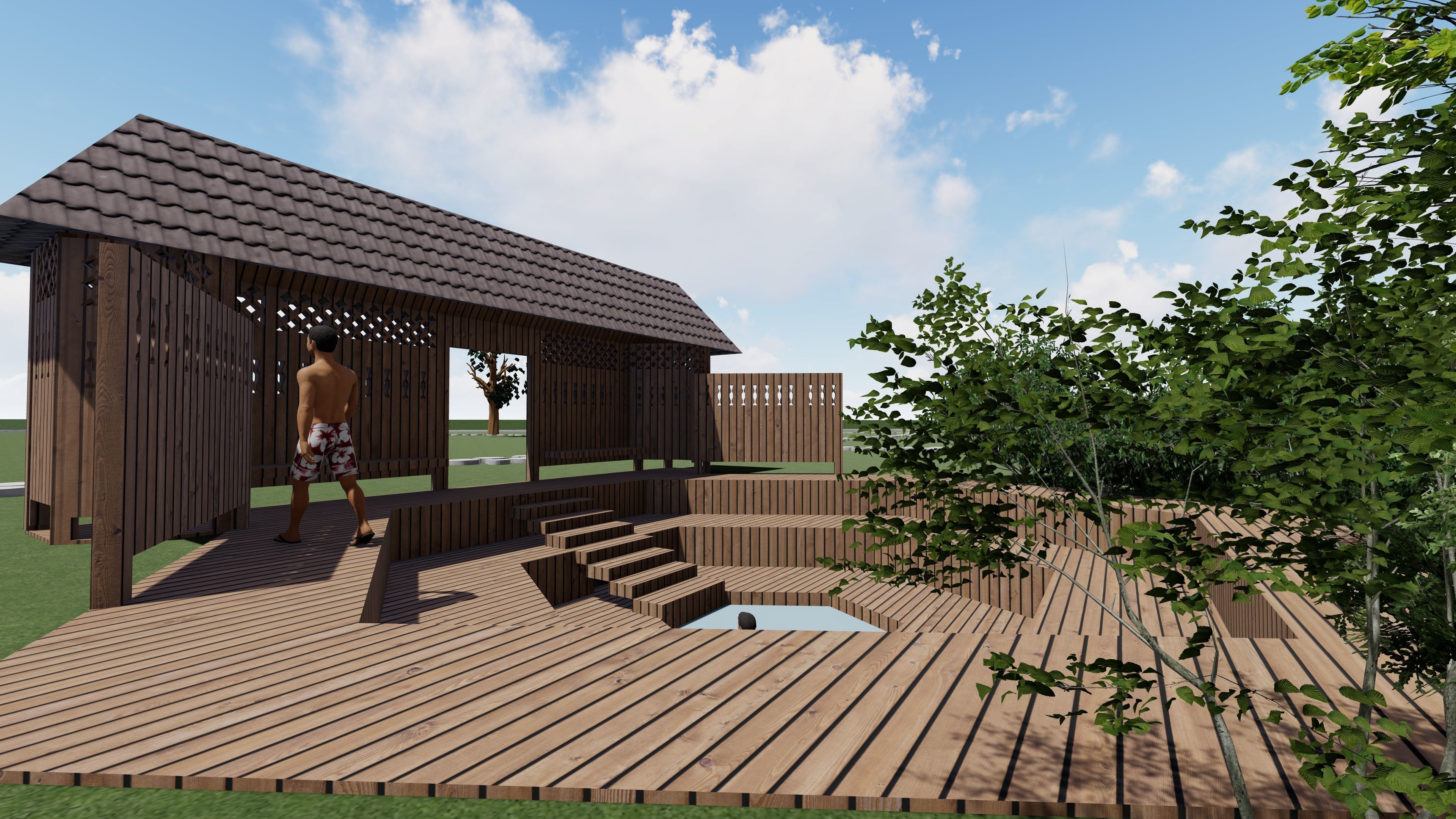 Landscape architecture  Low-poly 3D model_4