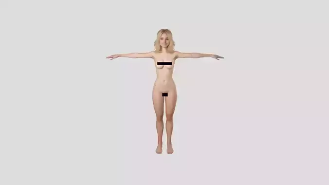 Rigged Animated Blonde Teen 19-year-old female Character Breast Low-poly 3D model