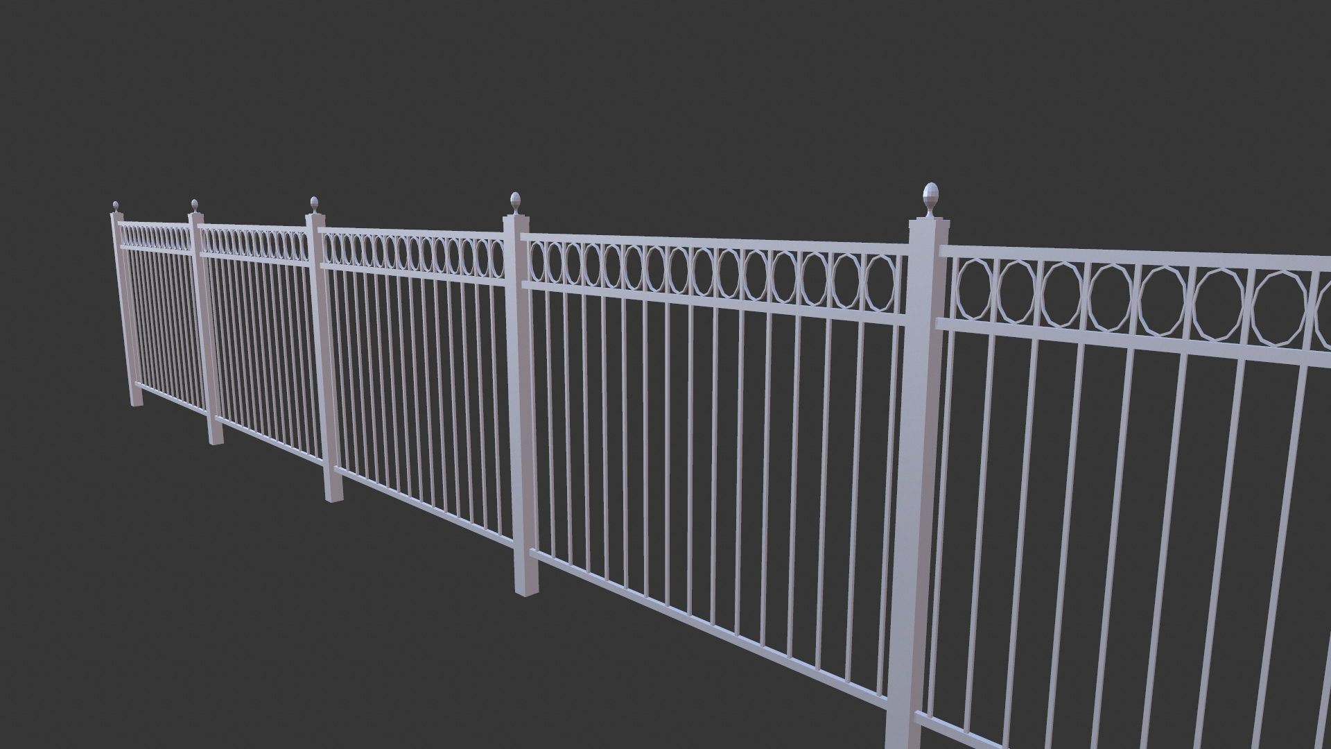 Fence Railings Low-poly 3D model_4