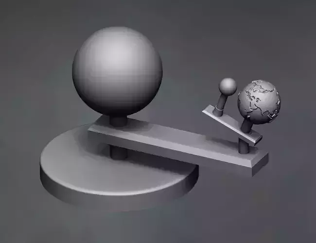 sun with moving and rotating earth with moon 3D print model