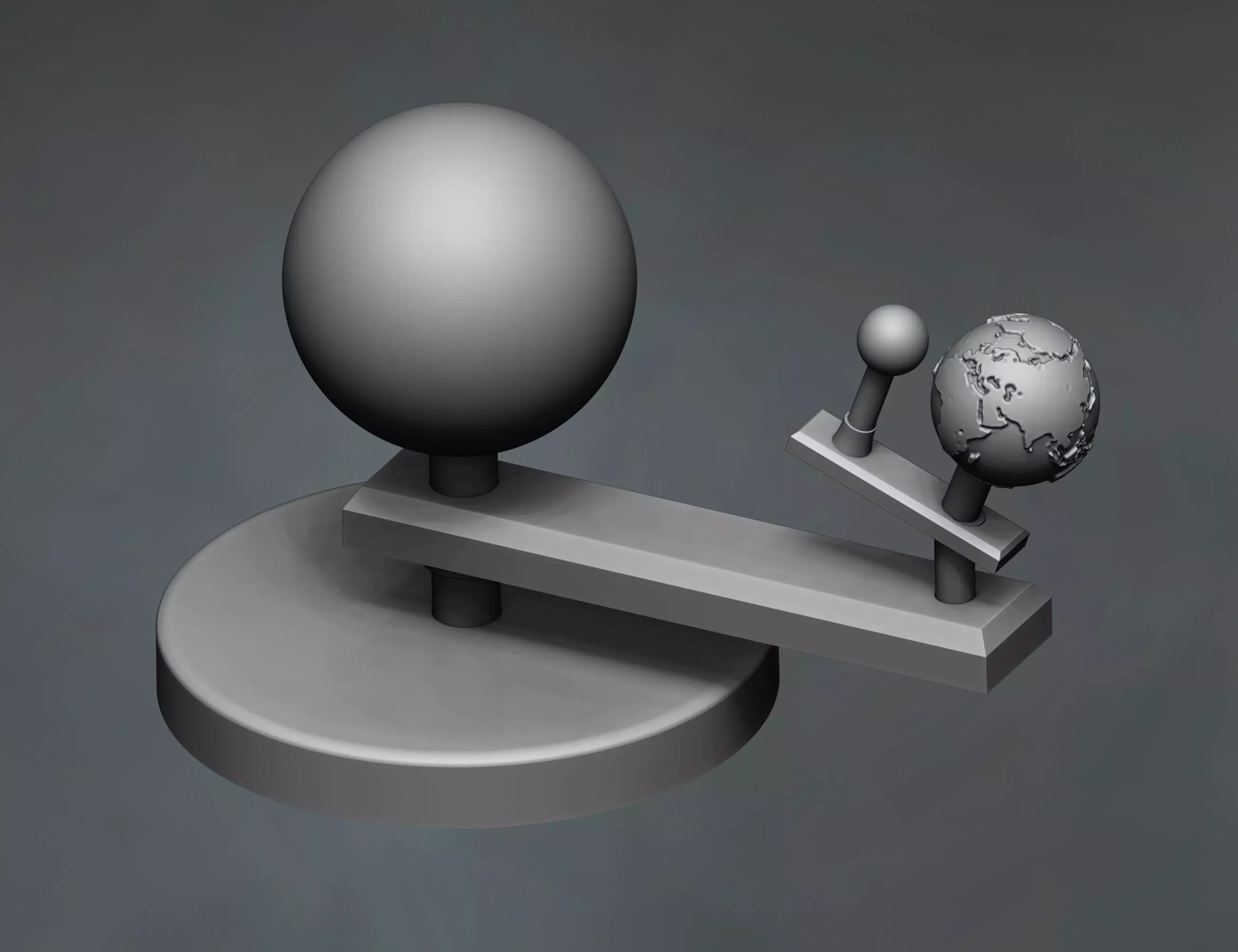 sun with moving and rotating earth with moon 3D print model_0