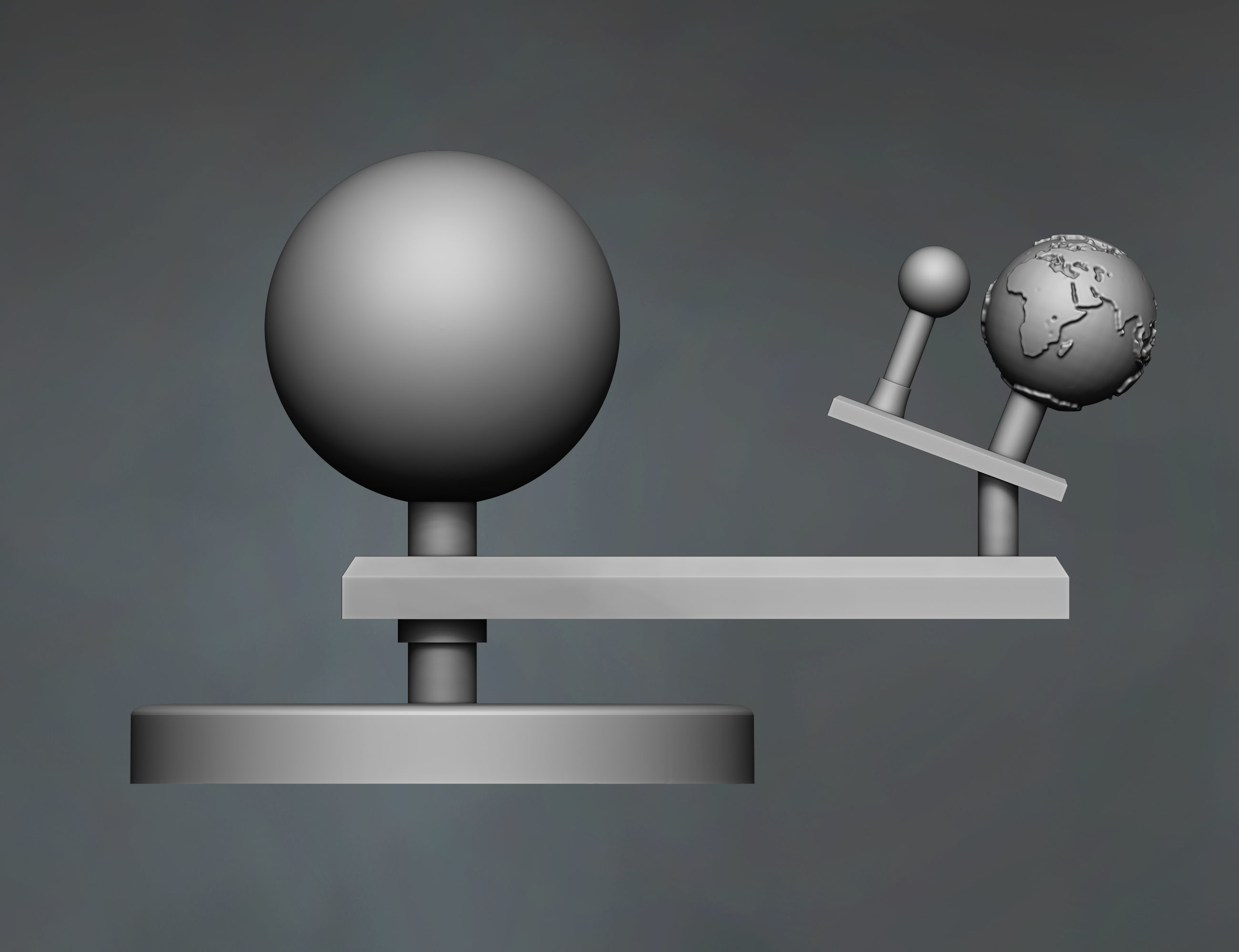 sun with moving and rotating earth with moon 3D print model_2