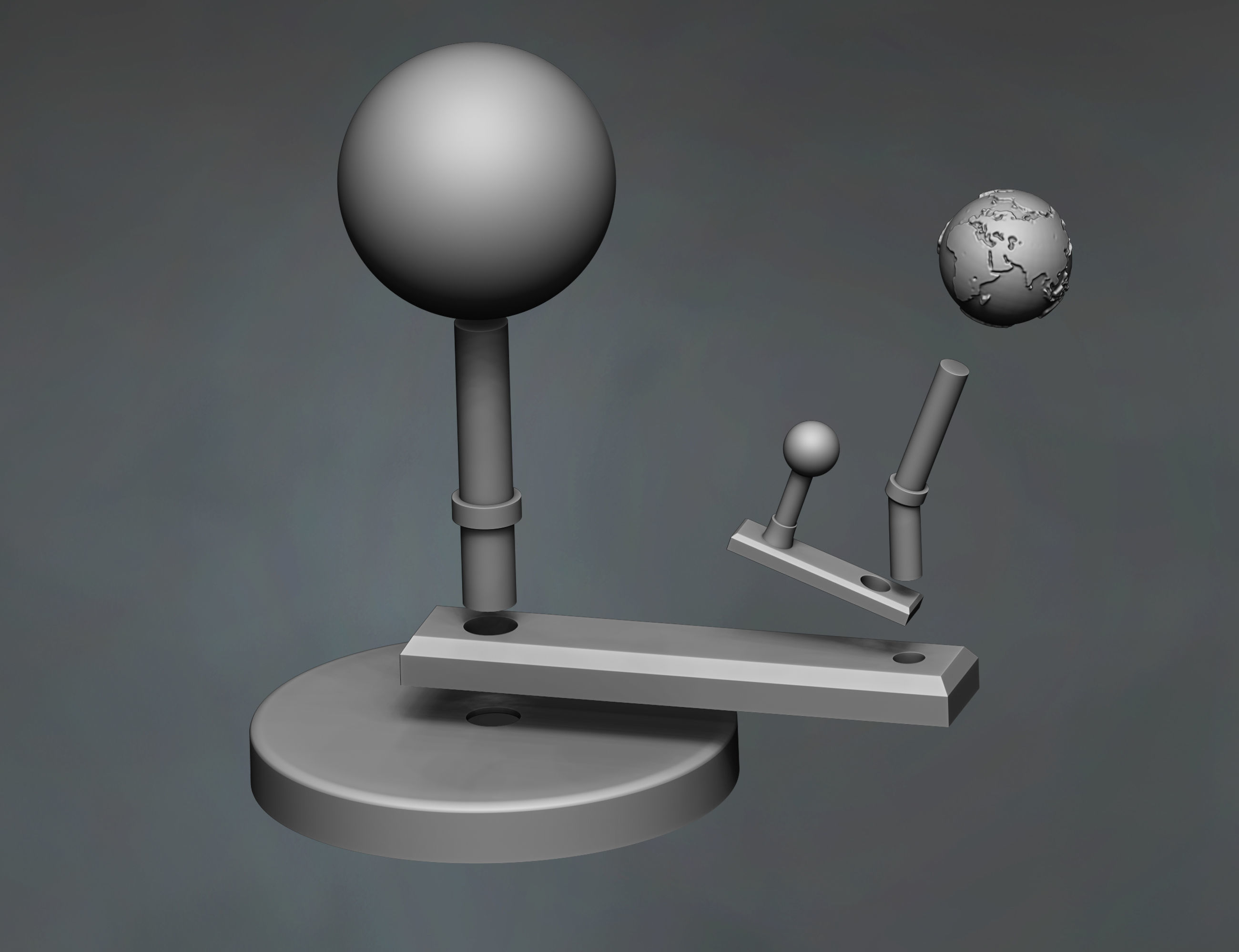 sun with moving and rotating earth with moon 3D print model_4