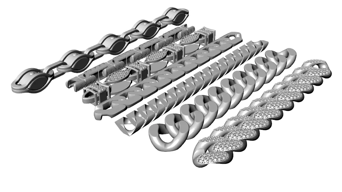 eslabones cadena 7 estilos diferentes 3D print model_0
