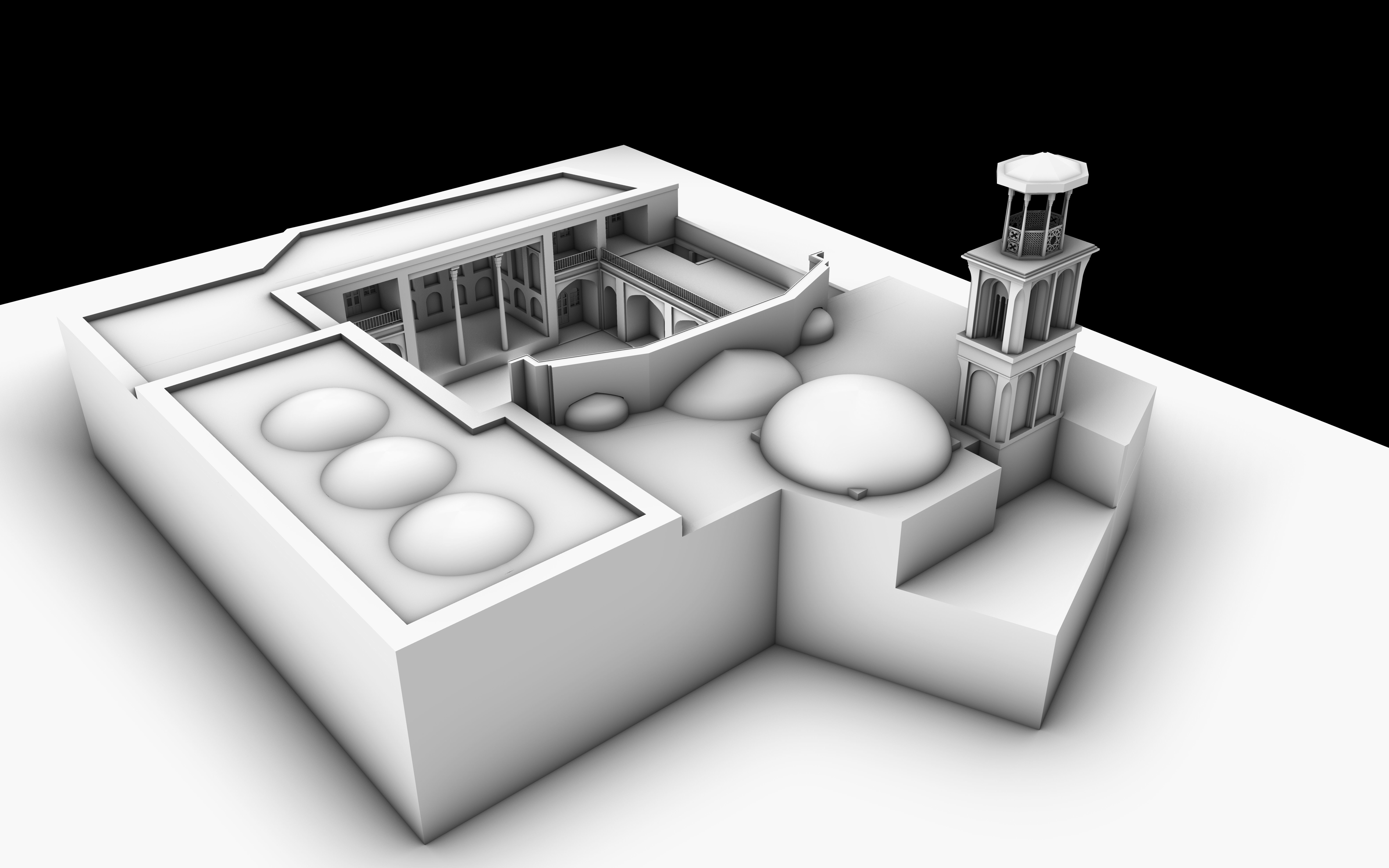 Haj Qanbar Ali Khan Mosque 3d Model Ancient Persian architecture 3D model_10