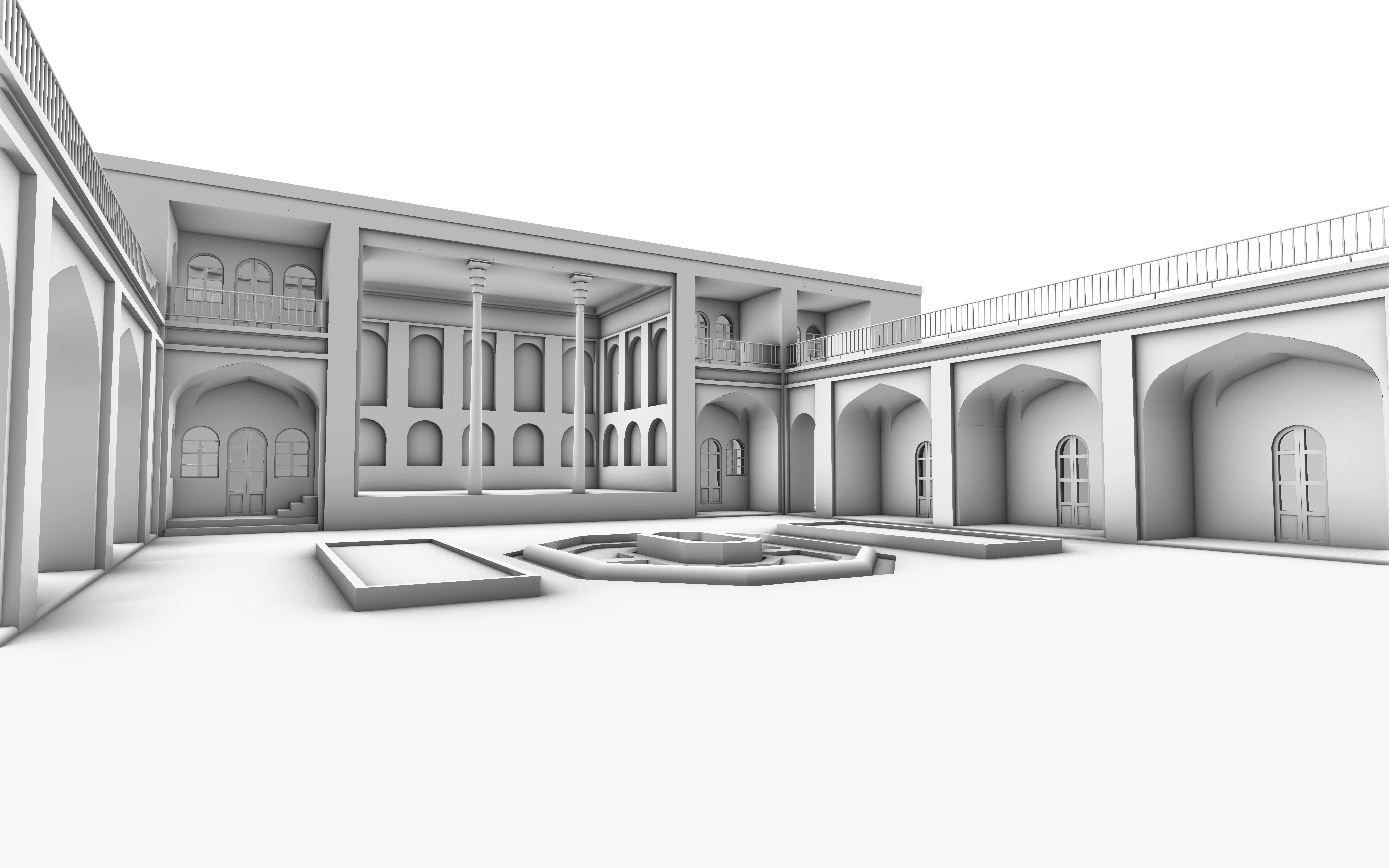 Haj Qanbar Ali Khan Mosque 3d Model Ancient Persian architecture 3D model_5