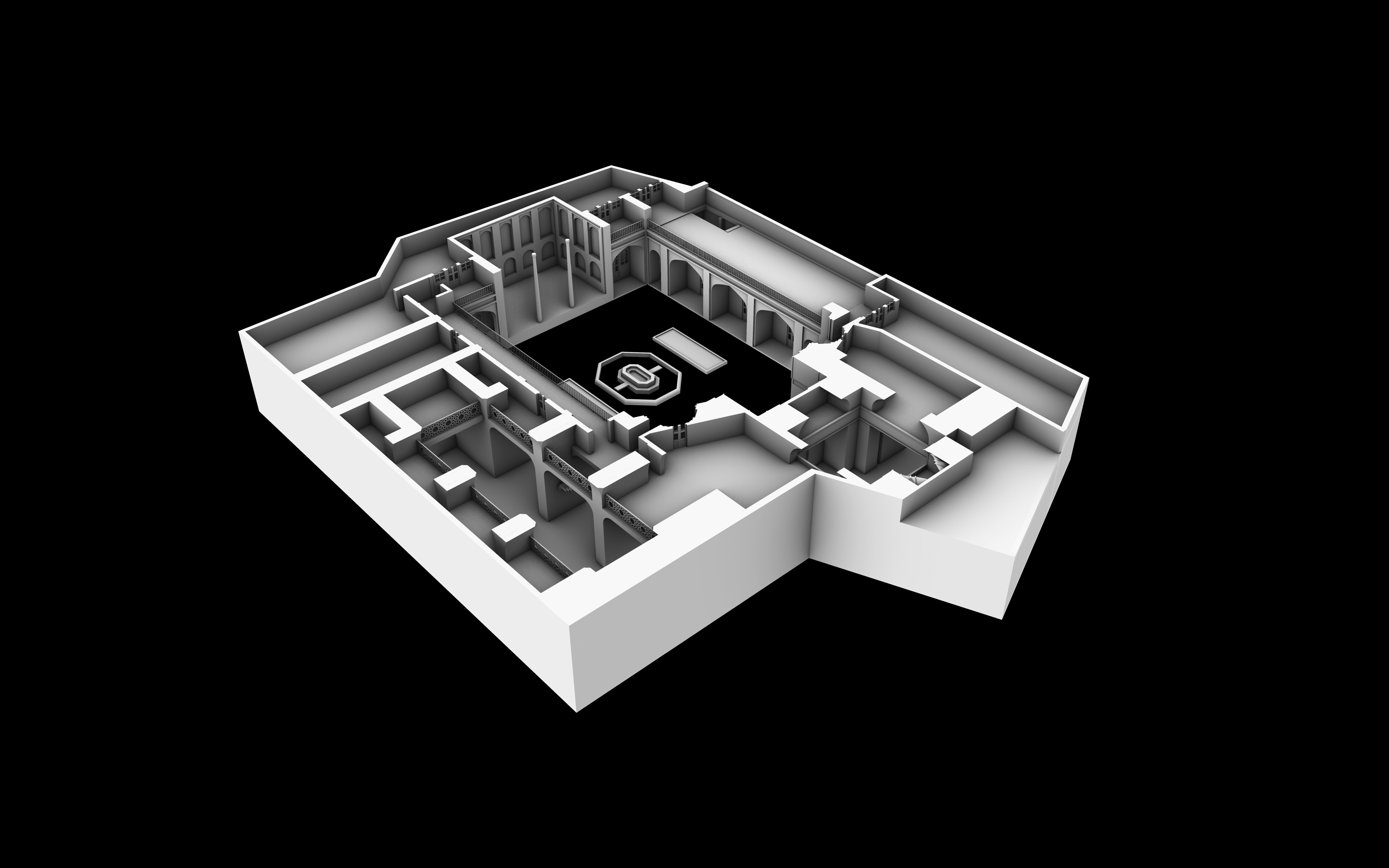 Haj Qanbar Ali Khan Mosque 3d Model Ancient Persian architecture 3D model_14