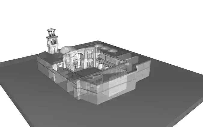 Haj Qanbar Ali Khan Mosque 3d Model Ancient Persian architecture