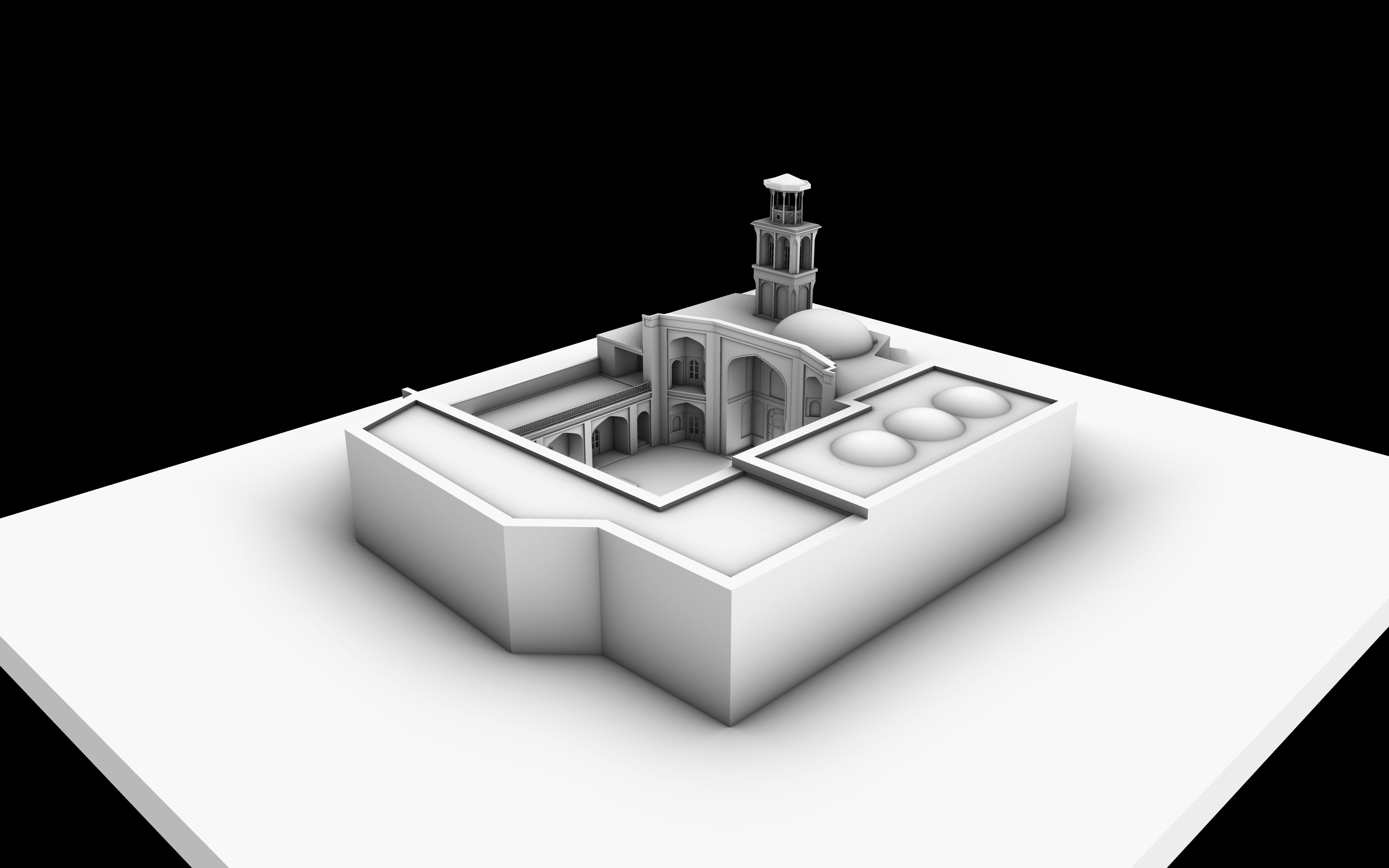 Haj Qanbar Ali Khan Mosque 3d Model Ancient Persian architecture 3D model_3