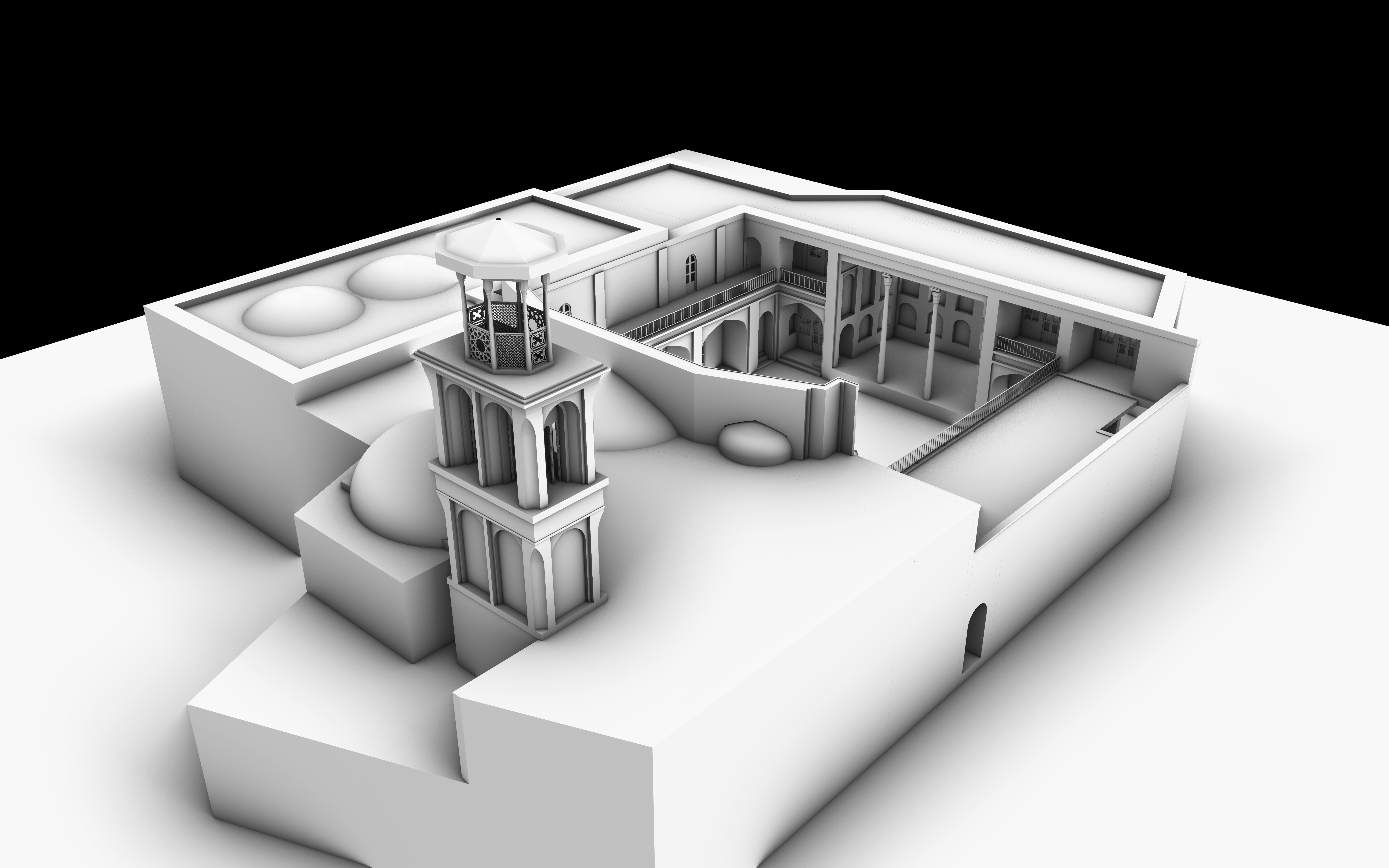 Haj Qanbar Ali Khan Mosque 3d Model Ancient Persian architecture 3D model_1