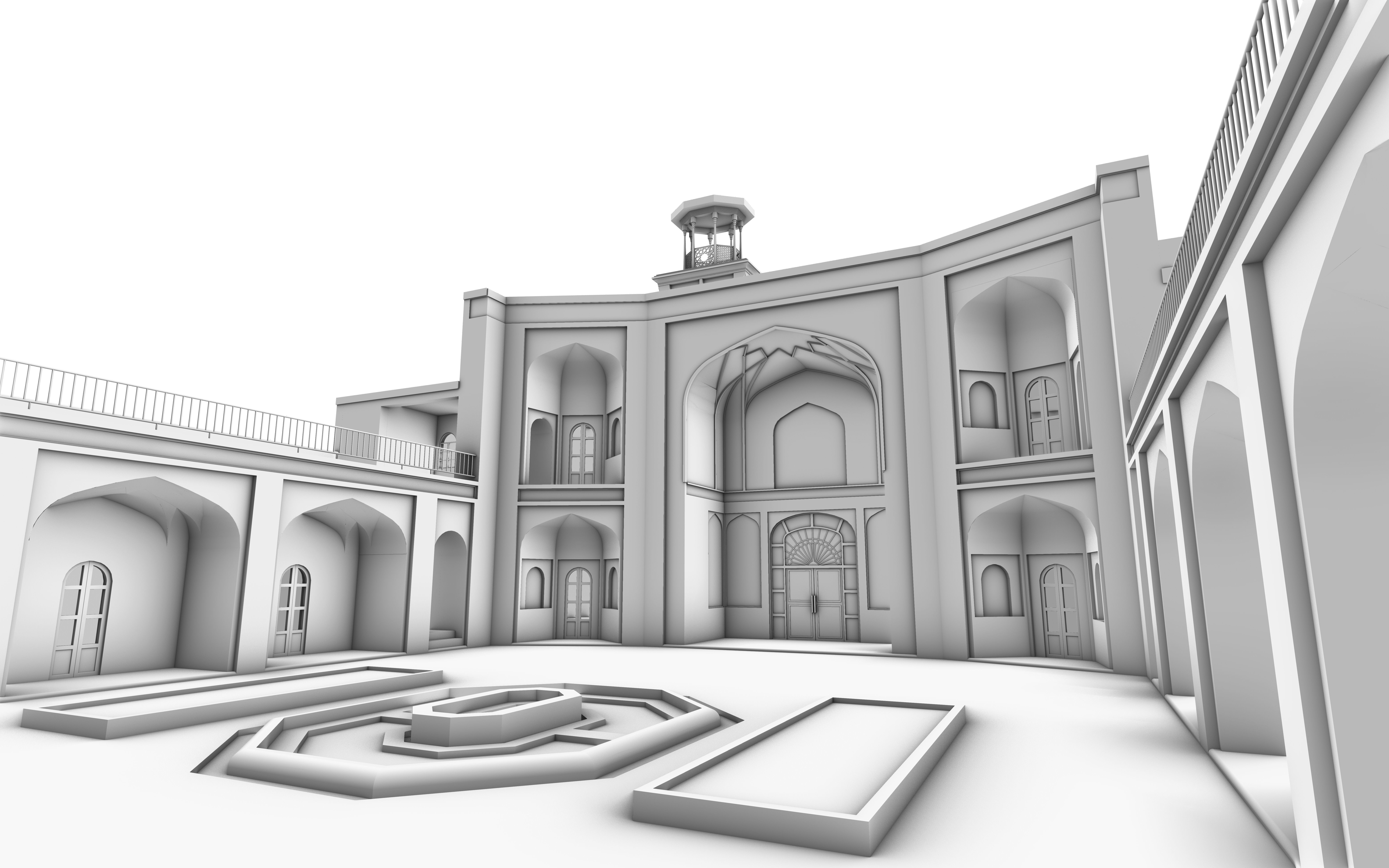 Haj Qanbar Ali Khan Mosque 3d Model Ancient Persian architecture 3D model_2