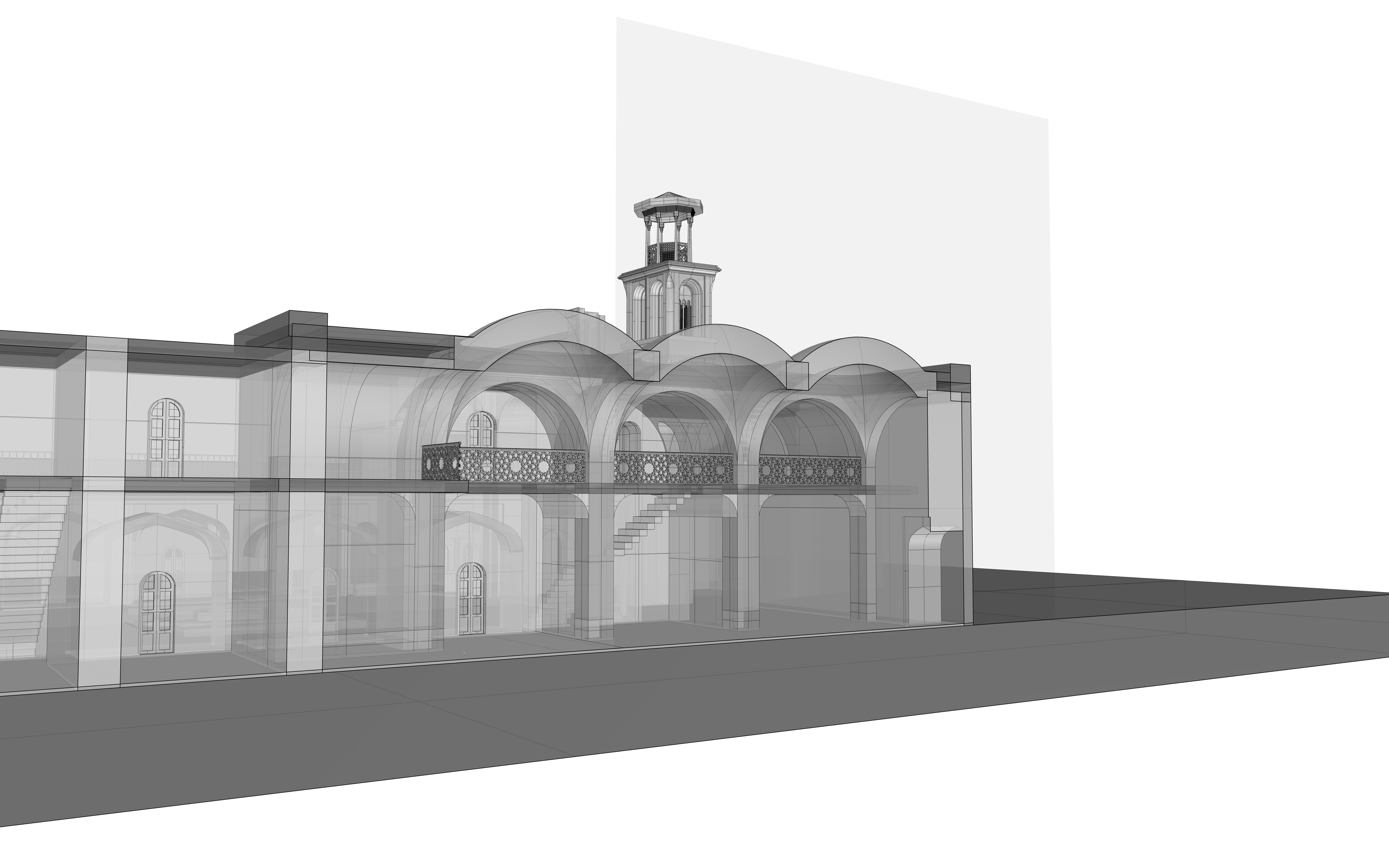Haj Qanbar Ali Khan Mosque 3d Model Ancient Persian architecture 3D model_7