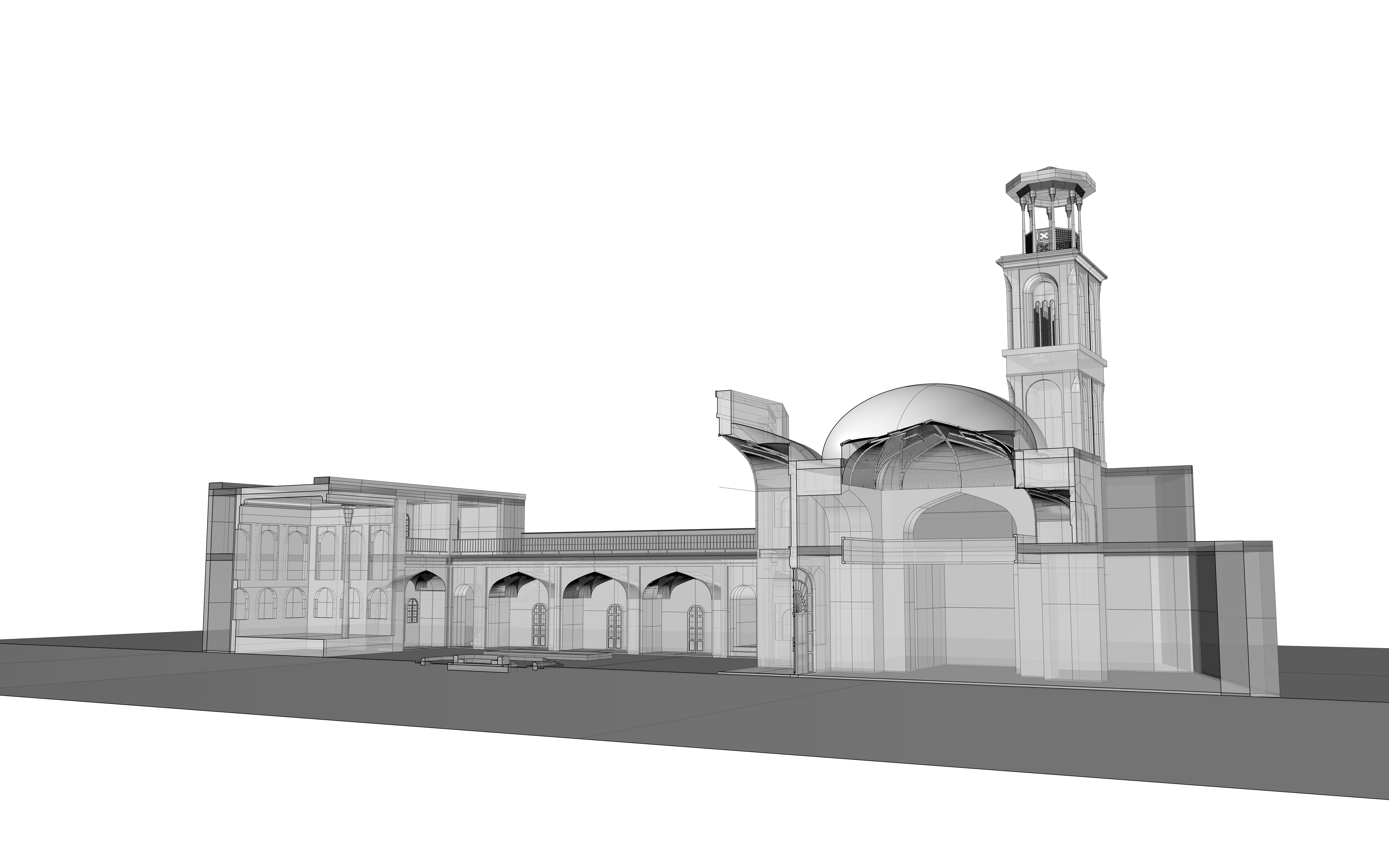 Haj Qanbar Ali Khan Mosque 3d Model Ancient Persian architecture 3D model_8