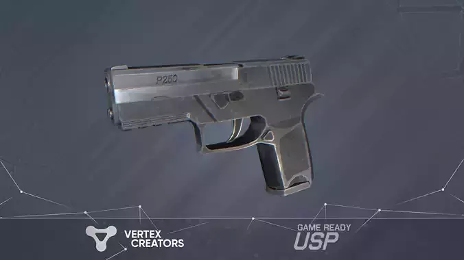 Game ready - P250 pistol Low-poly 3D model
