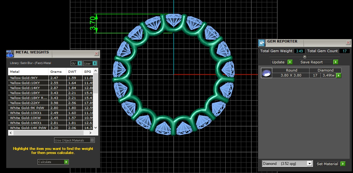 U Shaped Eternity Ring 3 point 8 mm stone size swiss 10 and EU50 3D print model_3