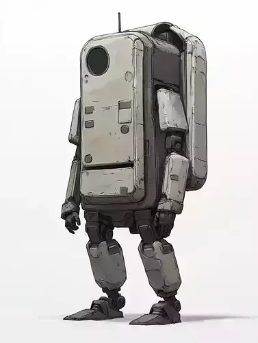 Warehouse Android Helper - Low Poly Cargo Holding Robot  3D model
