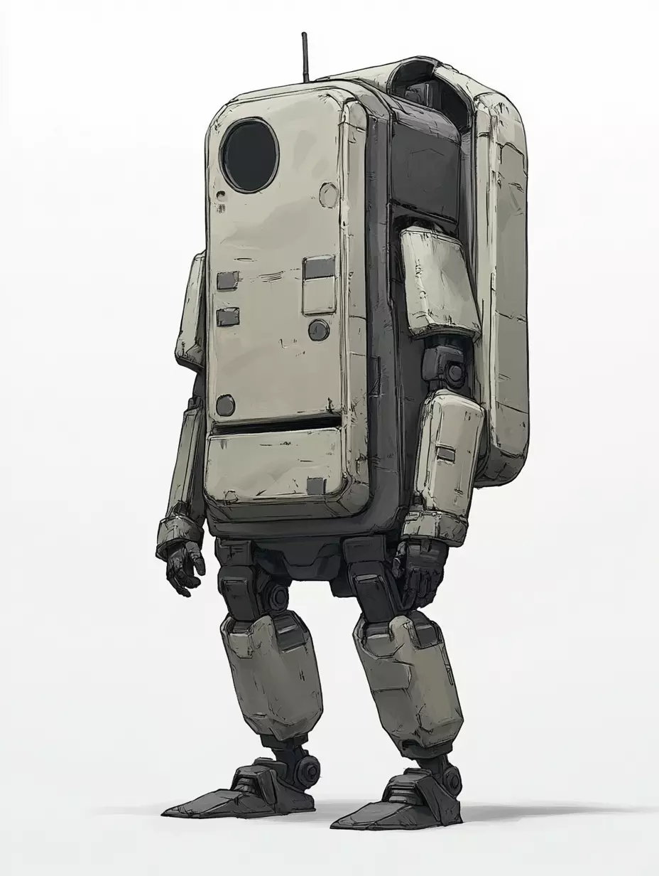 Warehouse Android Helper - Low Poly Cargo Holding Robot  3D model_0