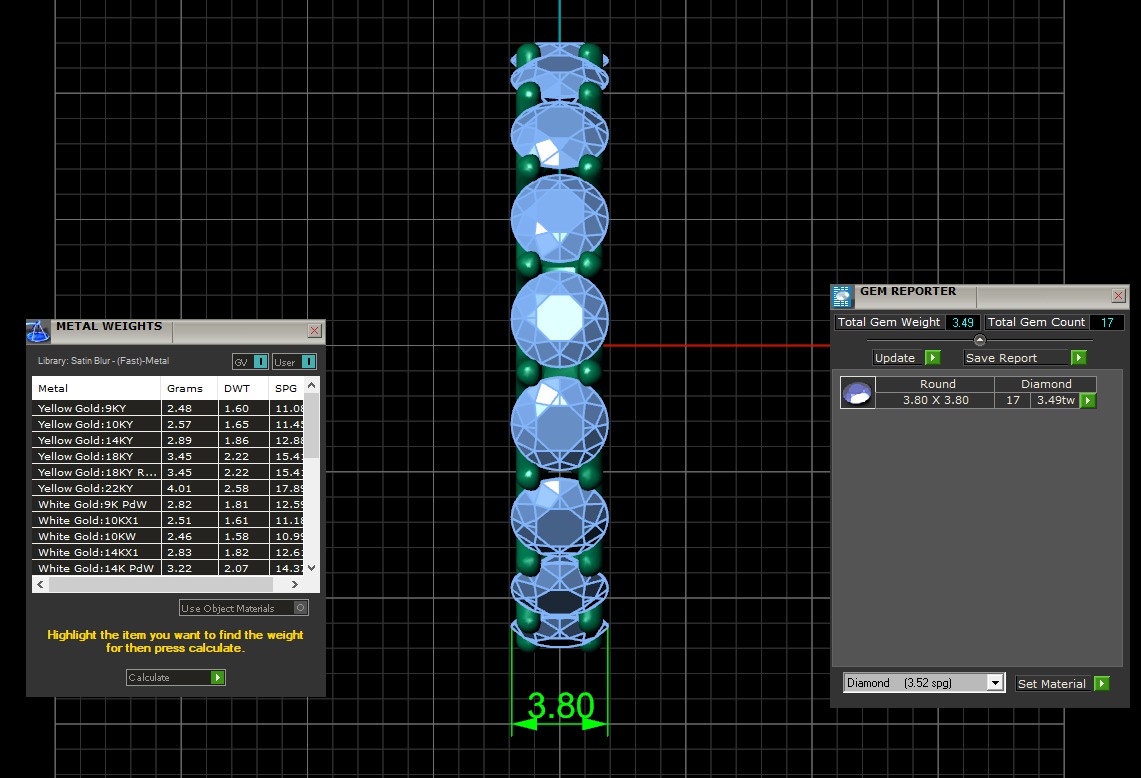 U Shaped Eternity Ring 3 point 8 mm stone size swiss 12 and EU52 3D print model_3