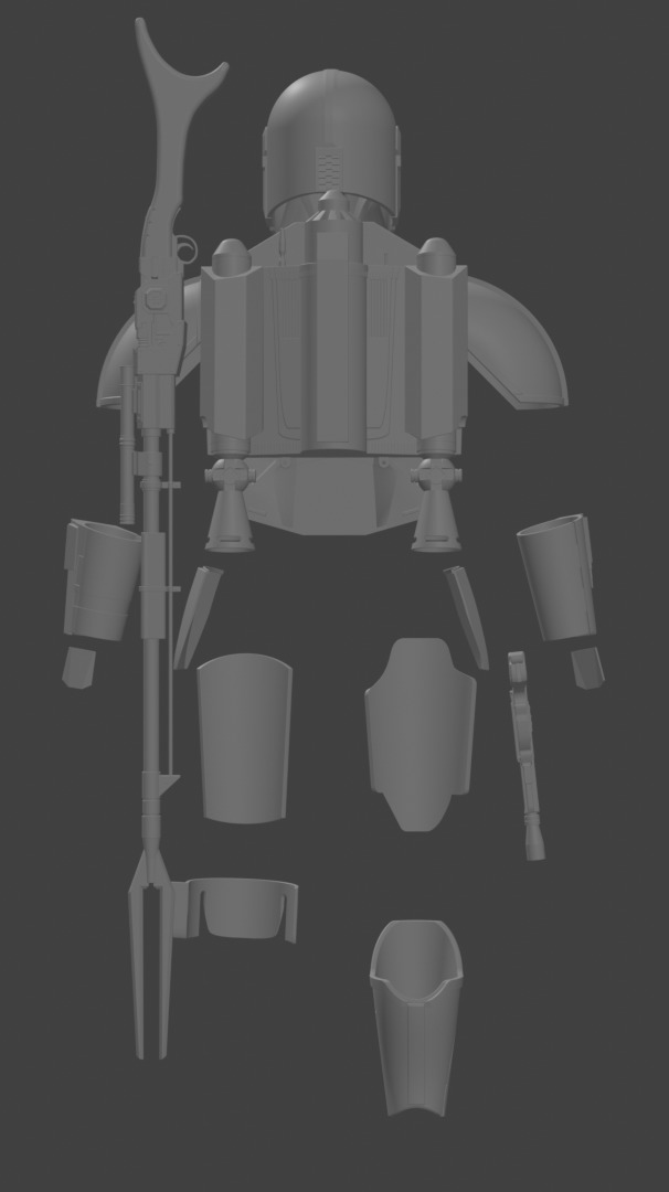 Full Mandalorian Armor and Weapons 3D print model_2